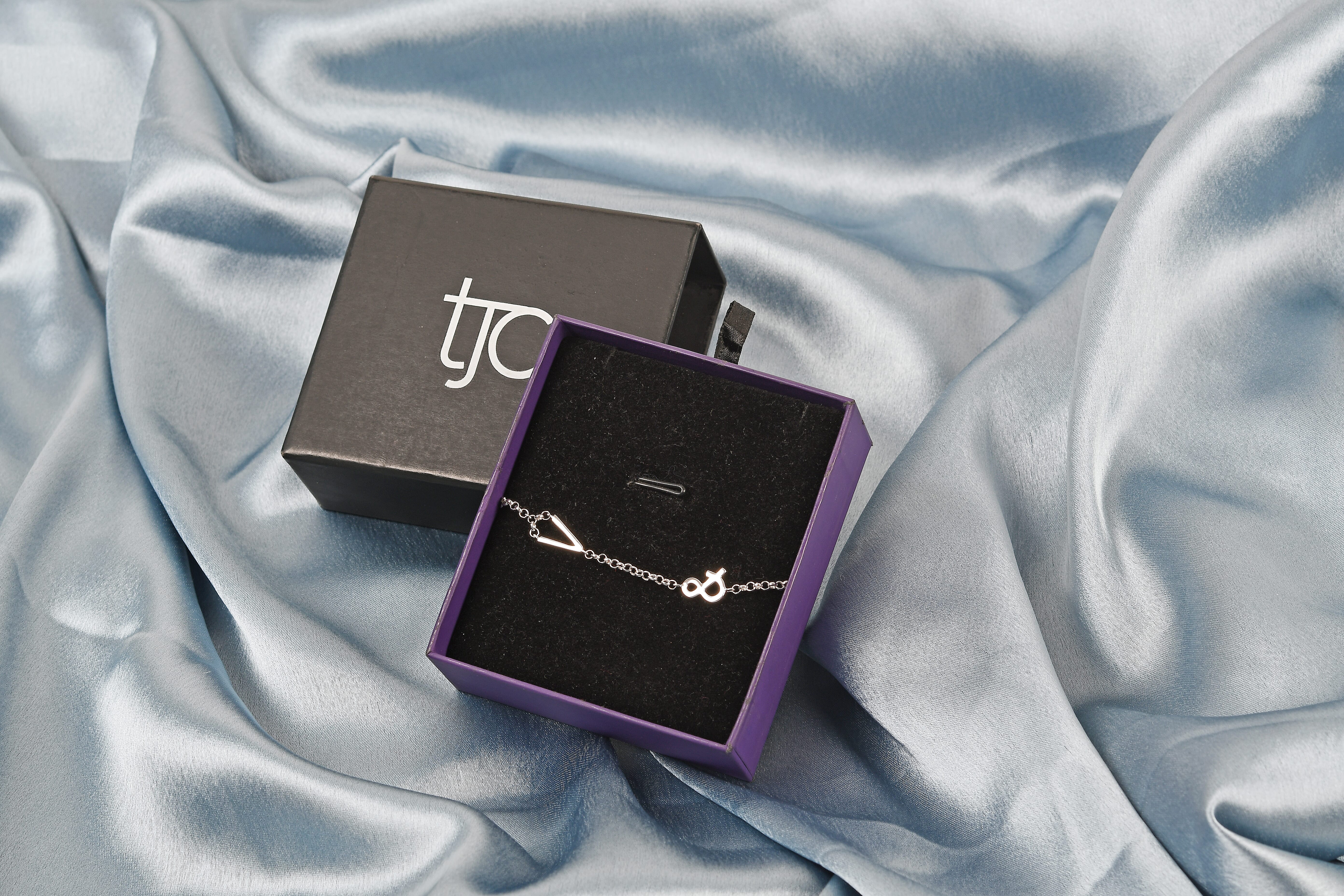 Personalised Single Alphabet - &,Name Bracelet in Silver, Size - 7.5 Inch