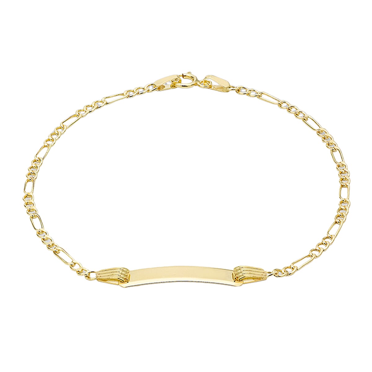 Personalised 9CT Gold 60 Hollow Figaro Children ID Bracelet, Size 5.75 Inch