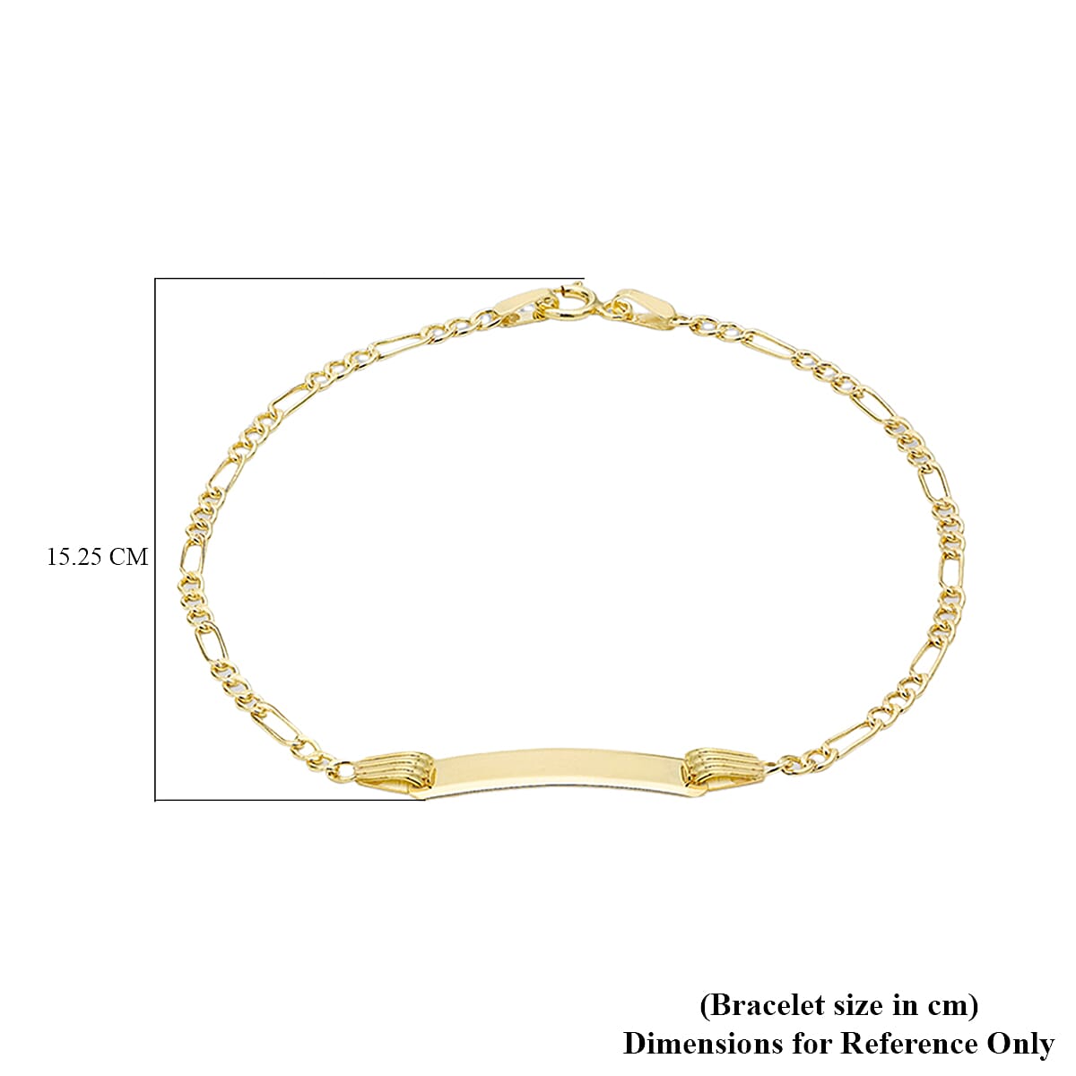 Personalised 9CT Gold 60 Hollow Figaro Children ID Bracelet, Size 5.75 Inch