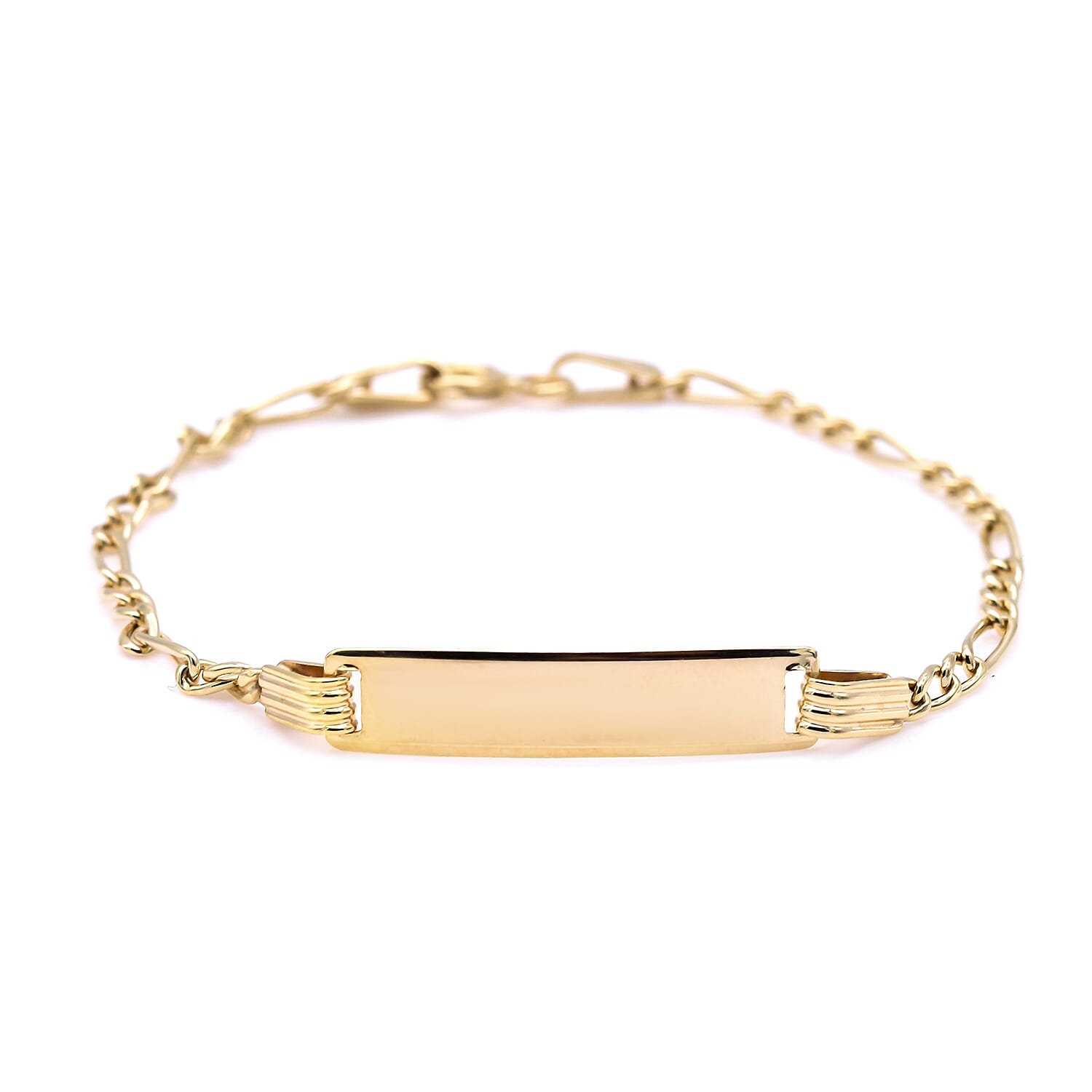Personalised 9CT Gold 60 Hollow Figaro Children ID Bracelet, Size 5.75 Inch