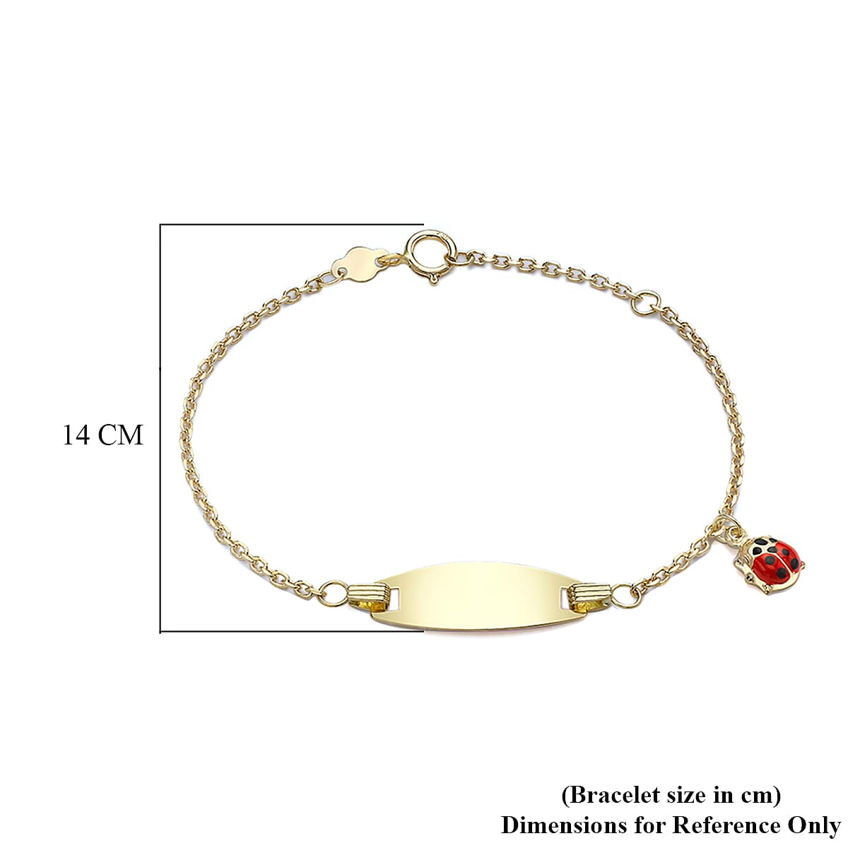 Personalised 18CT Gold Lady Bug Children ID Bracelet, Size 5.5 Inch