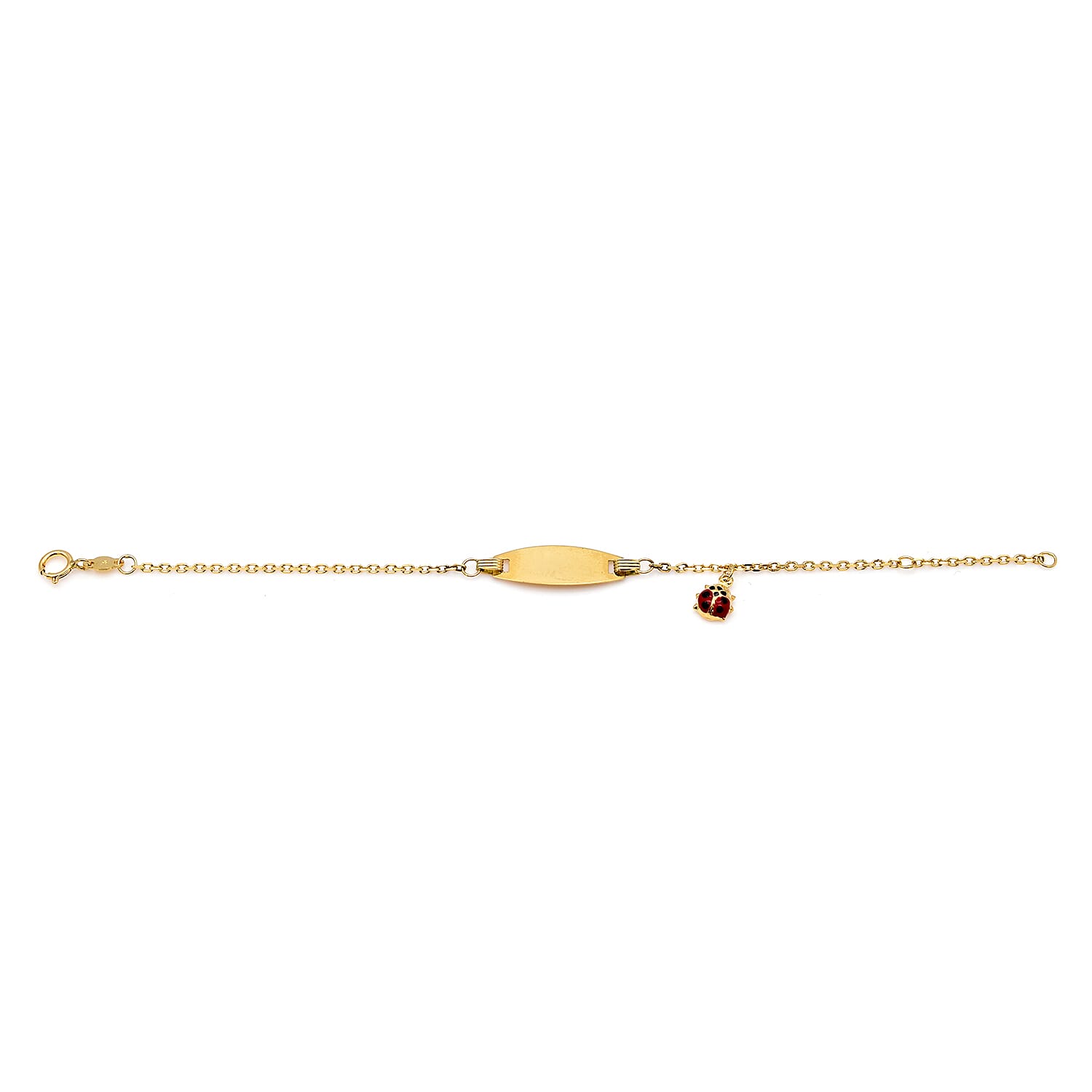 Personalised 18CT Gold Lady Bug Children ID Bracelet, Size 5.5 Inch