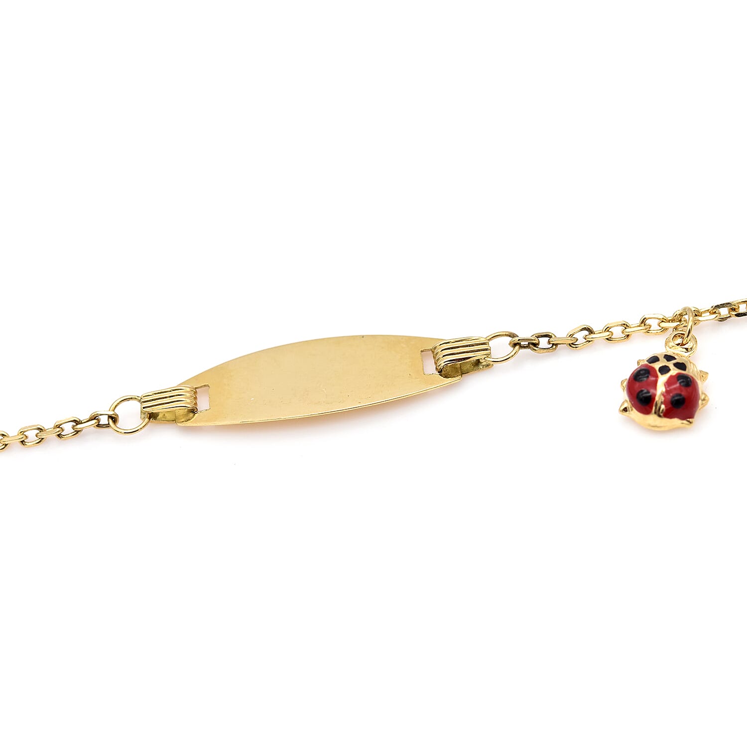 Personalised 18CT Gold Lady Bug Children ID Bracelet, Size 5.5 Inch