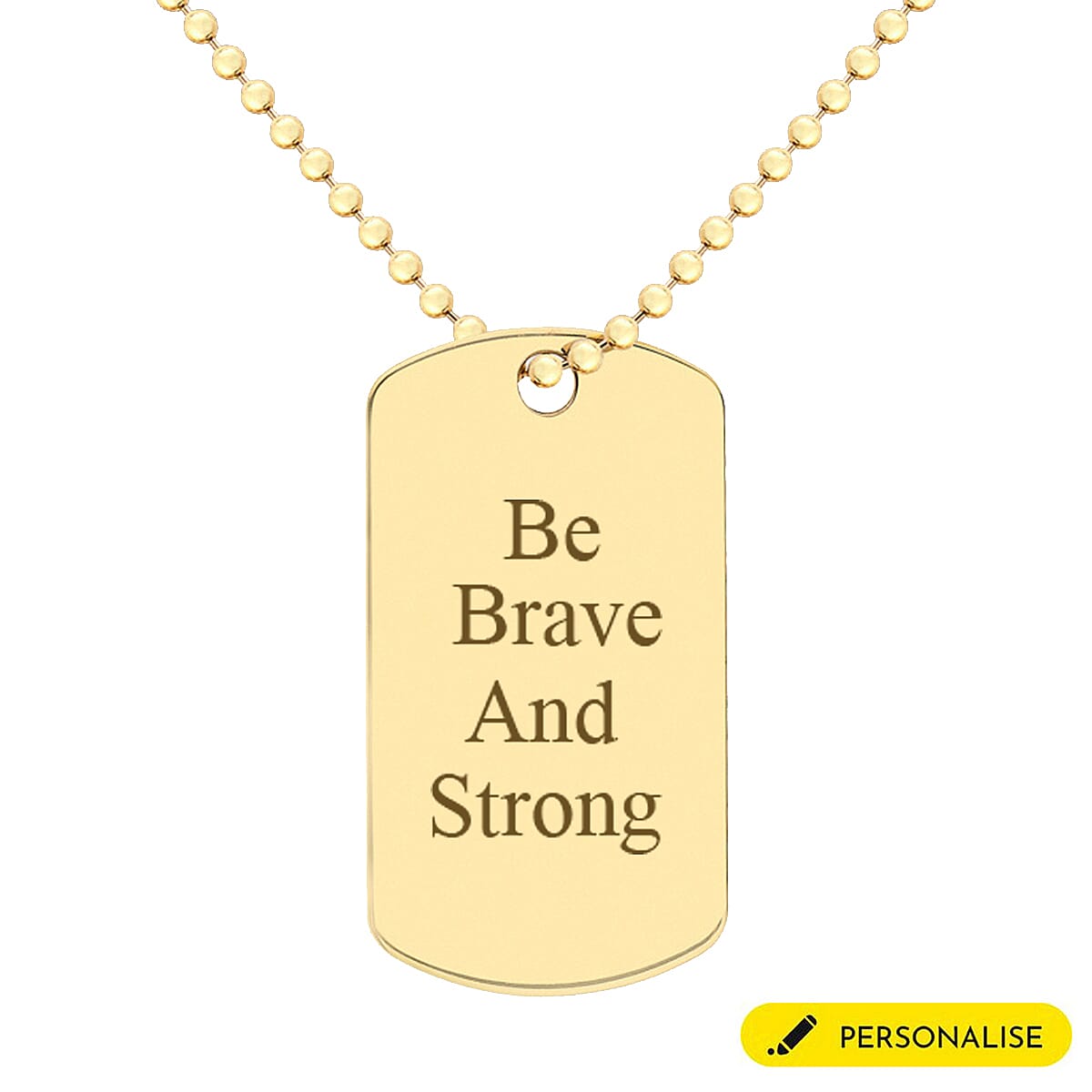 Personalised 9CT Gold Dog Tag Pendant with Chain, Size 20 Inch