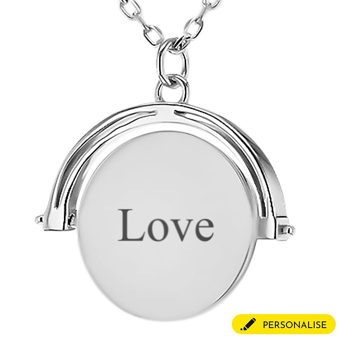 Personalised Silver Spinner Disc Necklace, Size 17-1 Inch