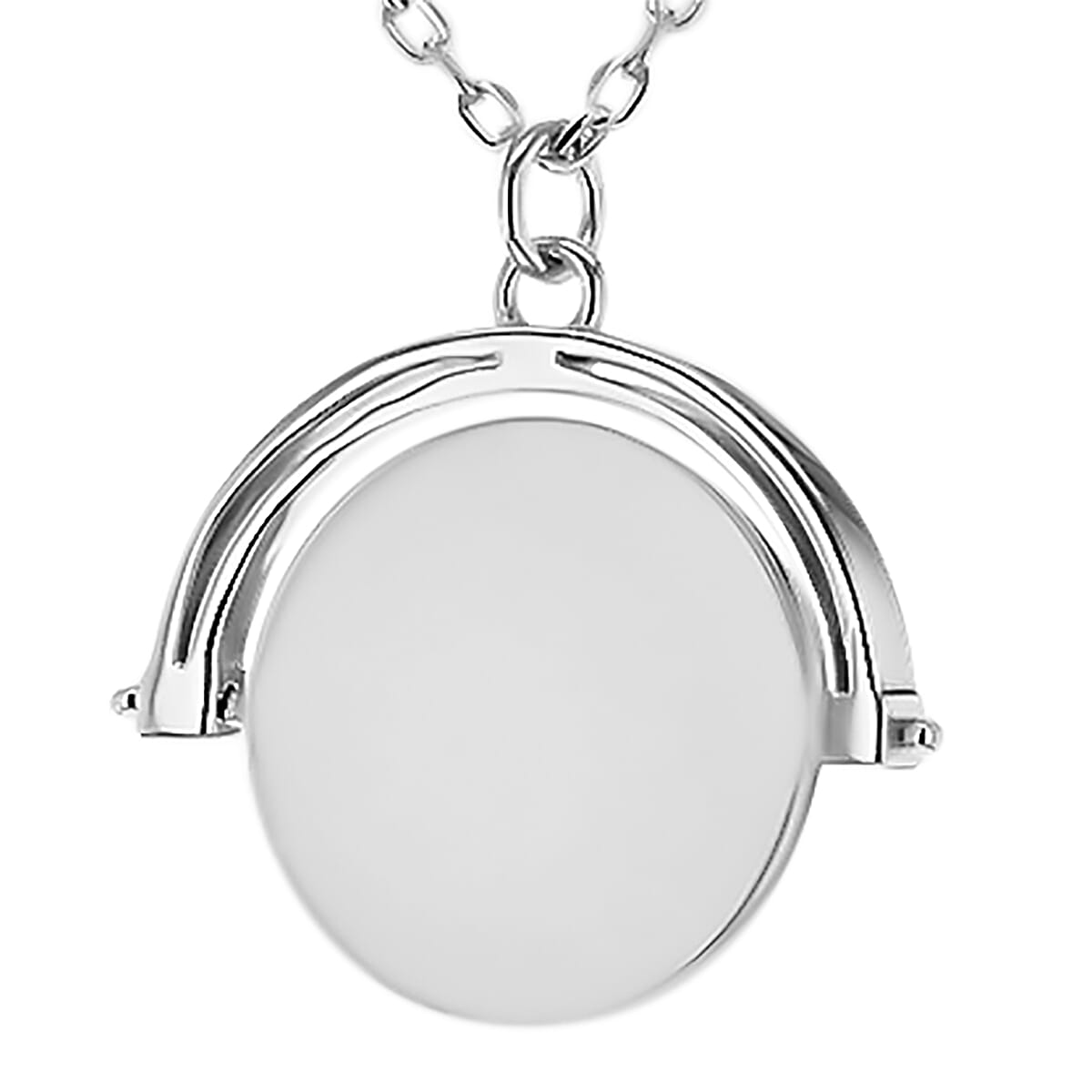 Personalised Silver Spinner Disc Necklace, Size 17-1 Inch