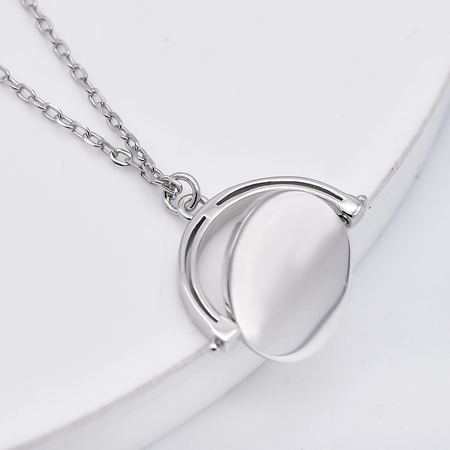 Personalised Silver Spinner Disc Necklace, Size 17-1 Inch