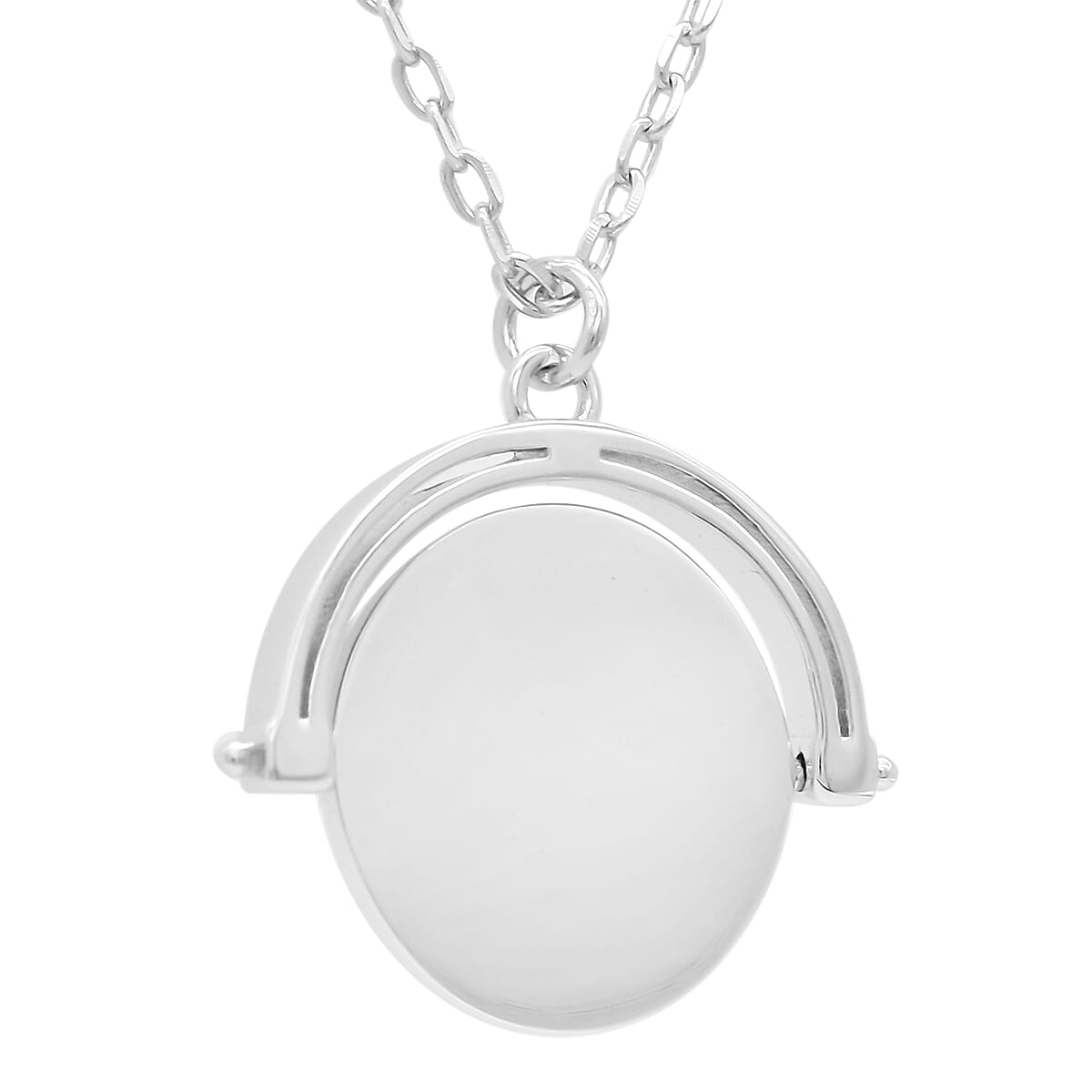 Personalised Silver Spinner Disc Necklace, Size 17-1 Inch