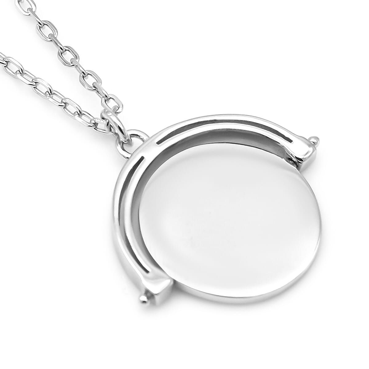 Personalised Silver Spinner Disc Necklace, Size 17-1 Inch
