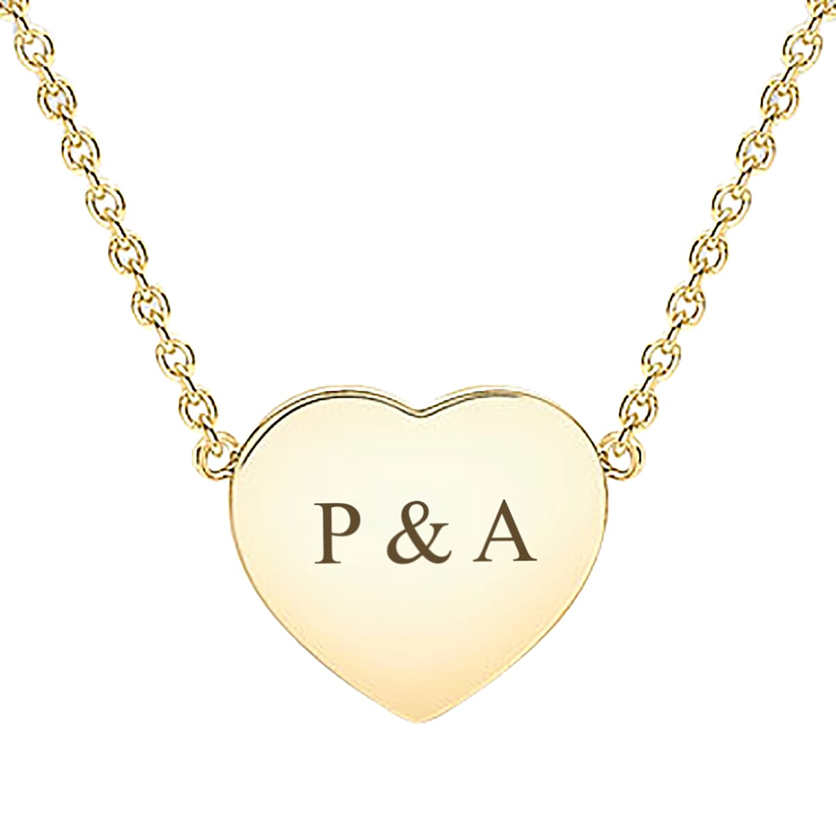 Personalised 9CT Yellow Gold Heart Disc Necklace, Size 16+1"