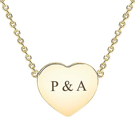 Personalised 9CT Yellow Gold Heart Disc Necklace, Size 16+1"