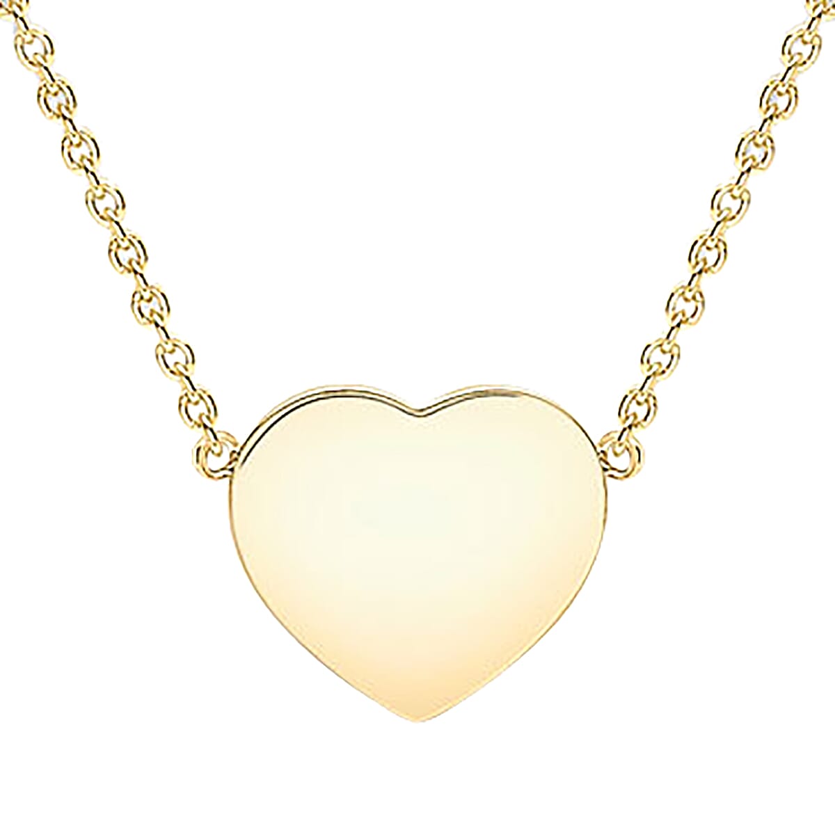 Personalised 9CT Yellow Gold Heart Disc Necklace, Size 16+1"