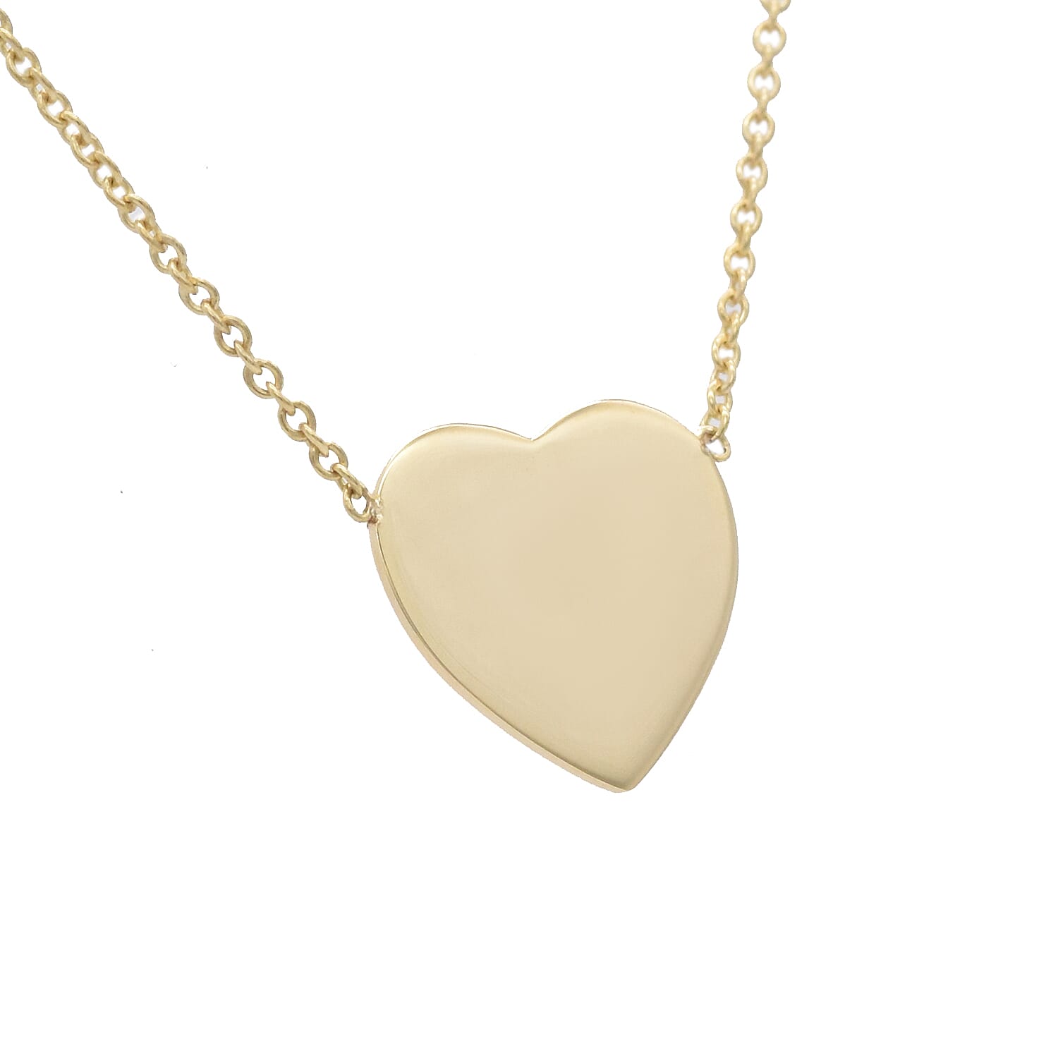 Personalised 9CT Yellow Gold Heart Disc Necklace, Size 16+1"