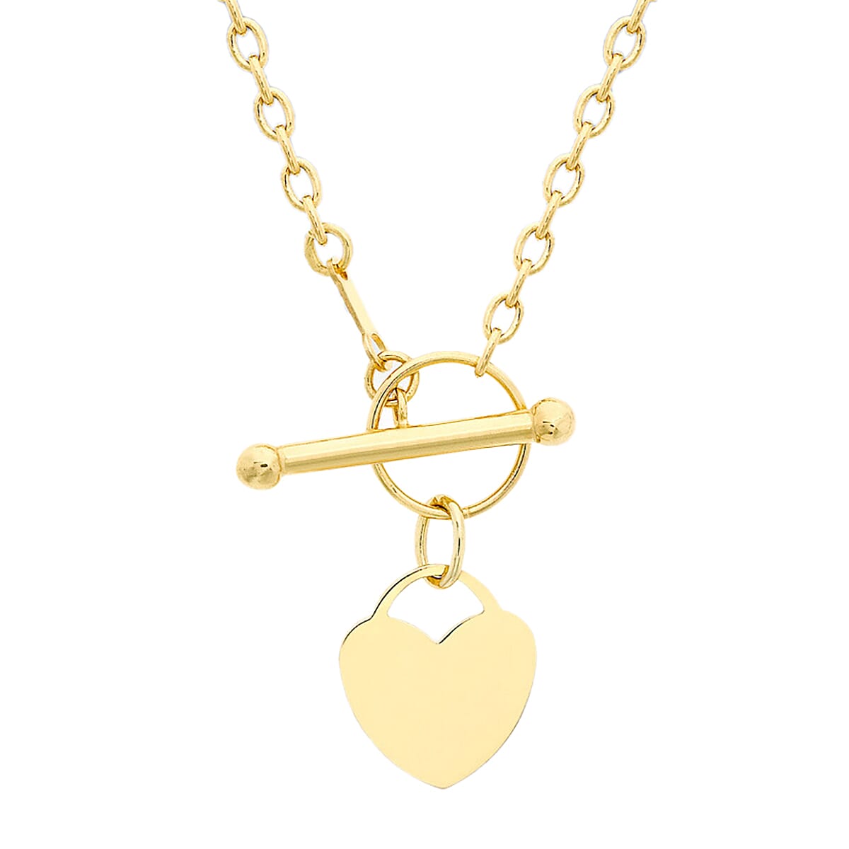 Personalised 9ct yellow gold heart tbar necklace