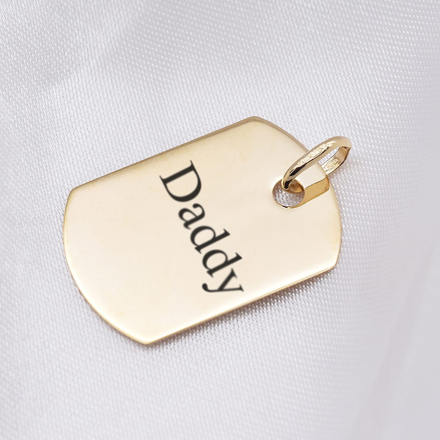 Personalised 9ct yellow gold single dog tag pendant