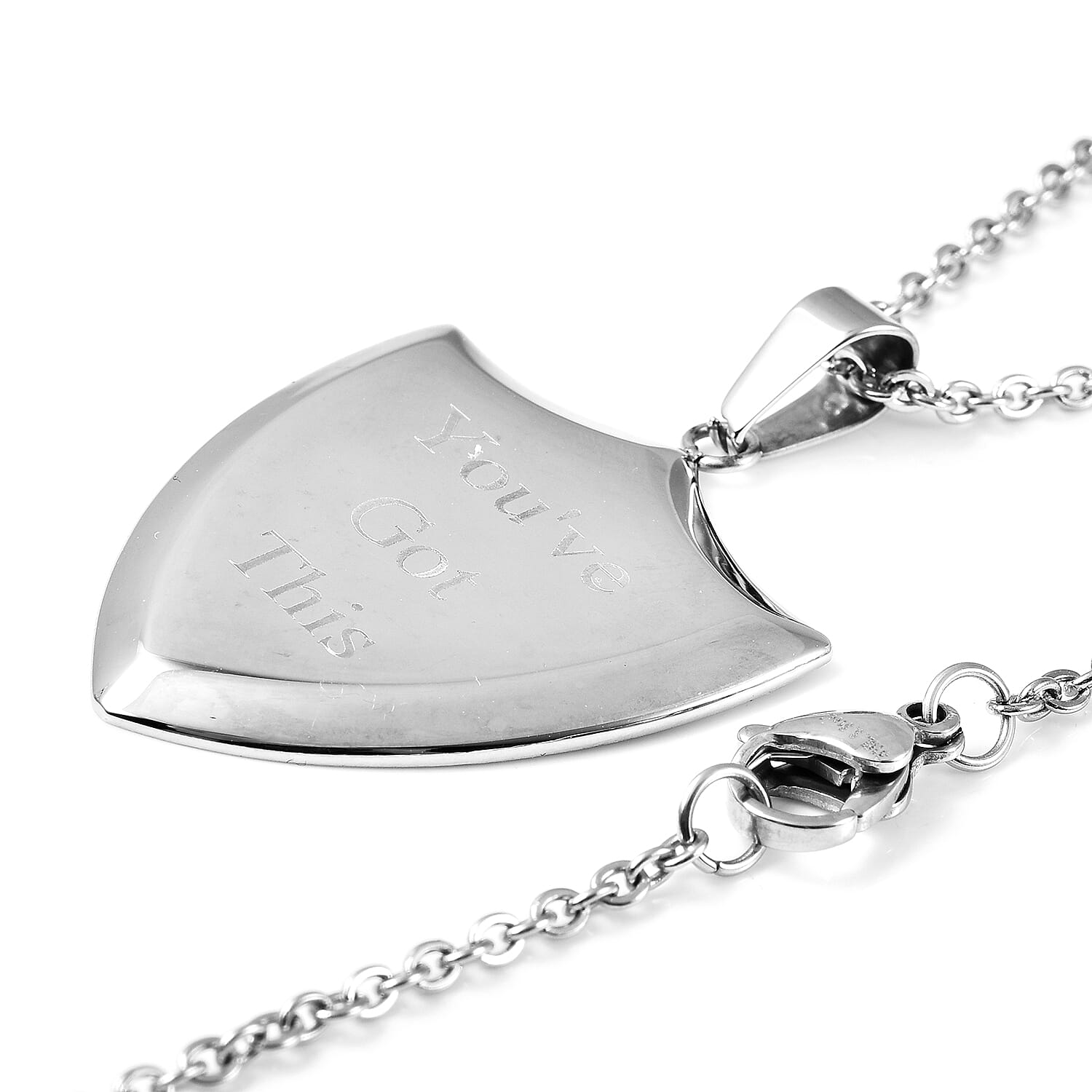 Personalised Stainless steel Mens sheild pendant , 24" chain