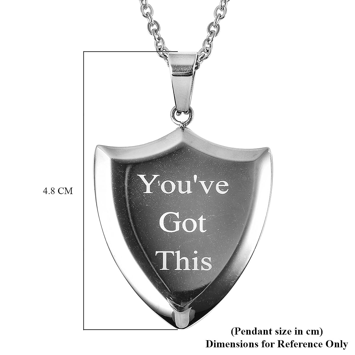Personalised Stainless steel Mens sheild pendant , 24" chain