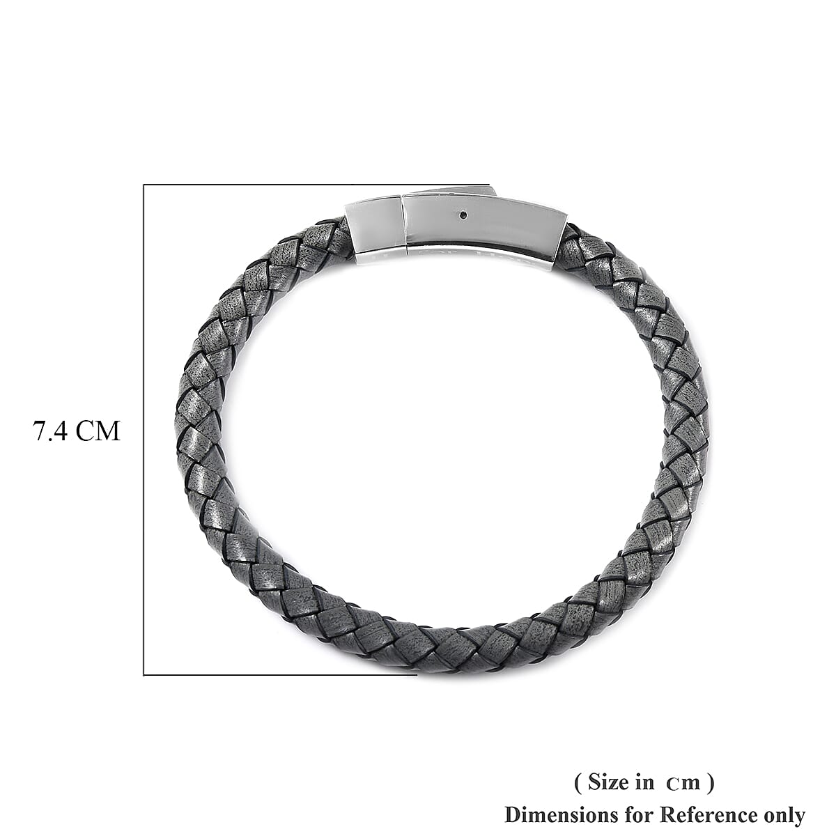 Personalised Engravable Grey Leather Bracelet 8", Steel