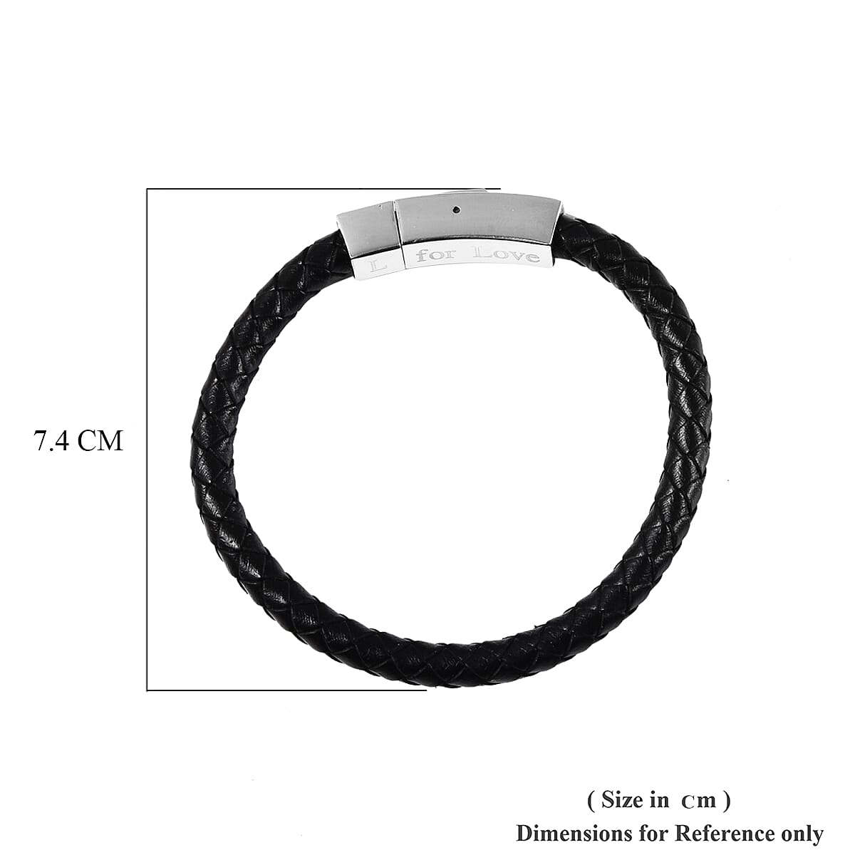 Personalised Engravable Black Leather Bracelet 8", Steel