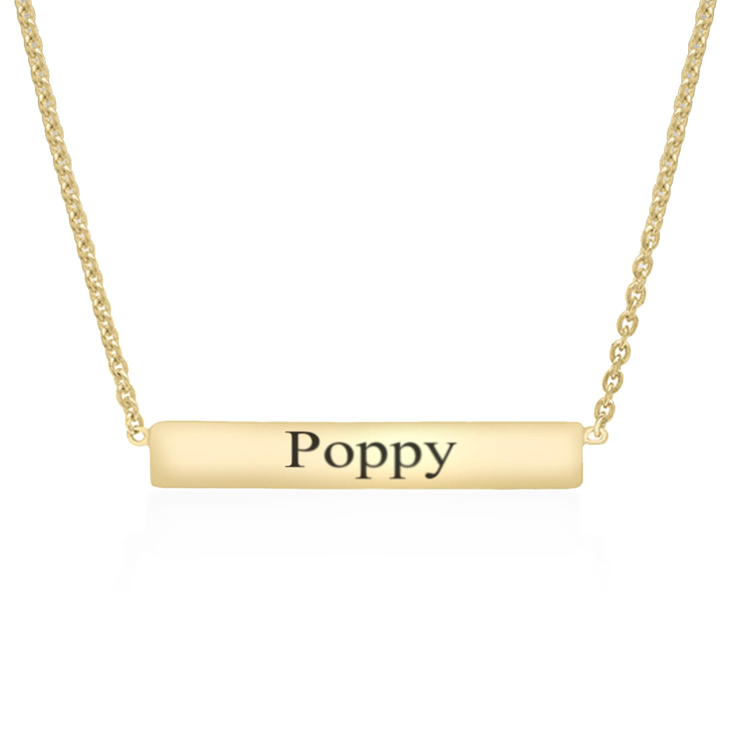 Personalised Engravable 9ct Gold Bar Necklace, 16-1"