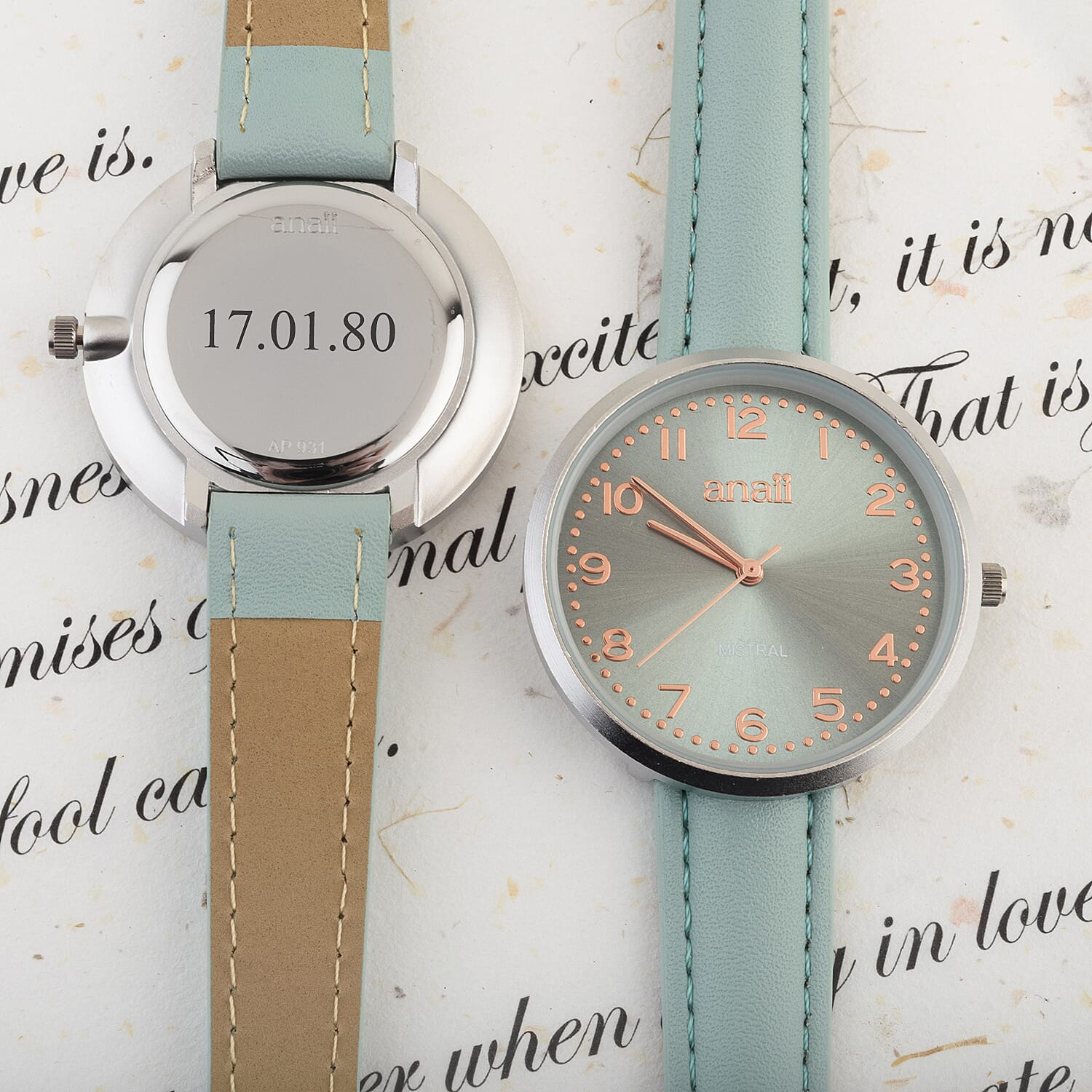 Personalised Engravable ANAII Mistral Mint Watch