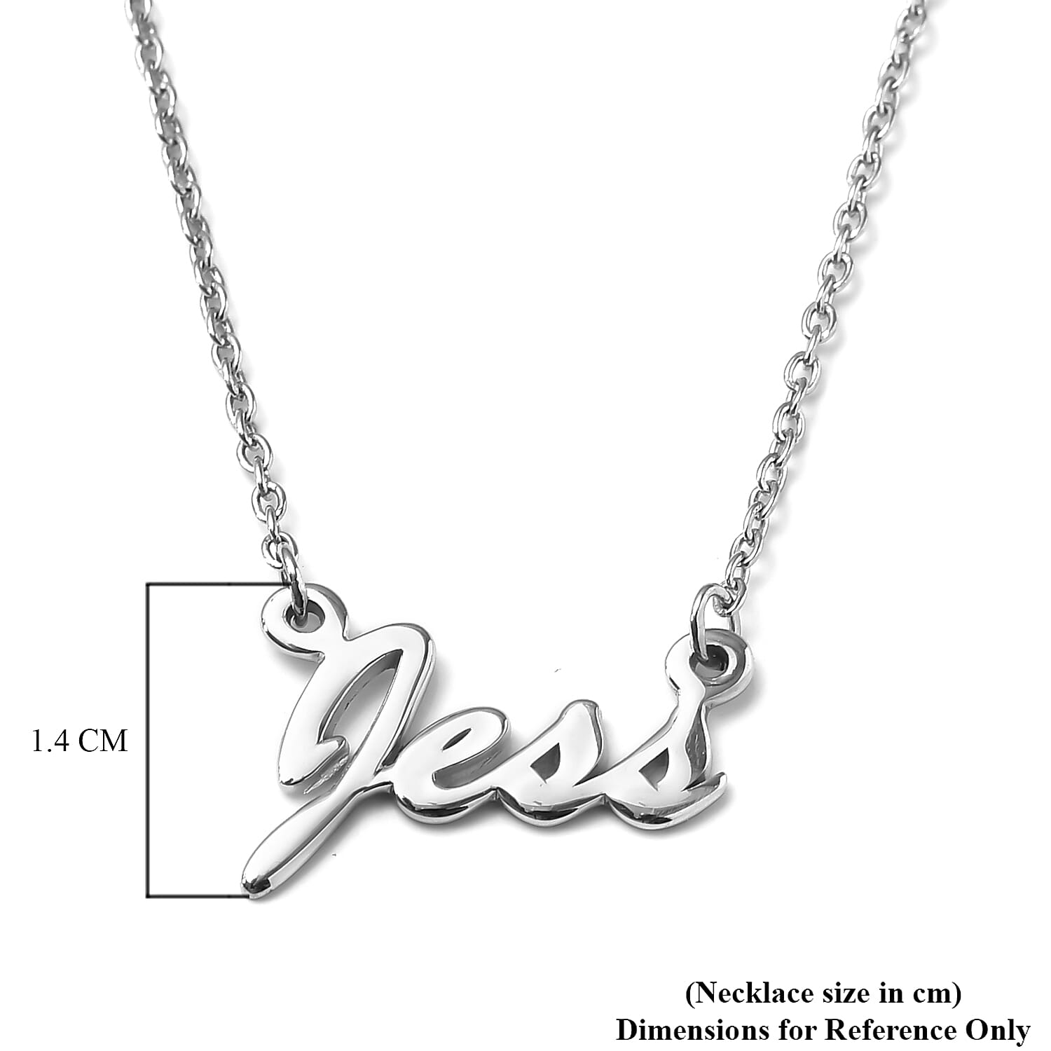 Personalised Name Necklace in Silver, Font - Brush Script MT, Size 18+2"