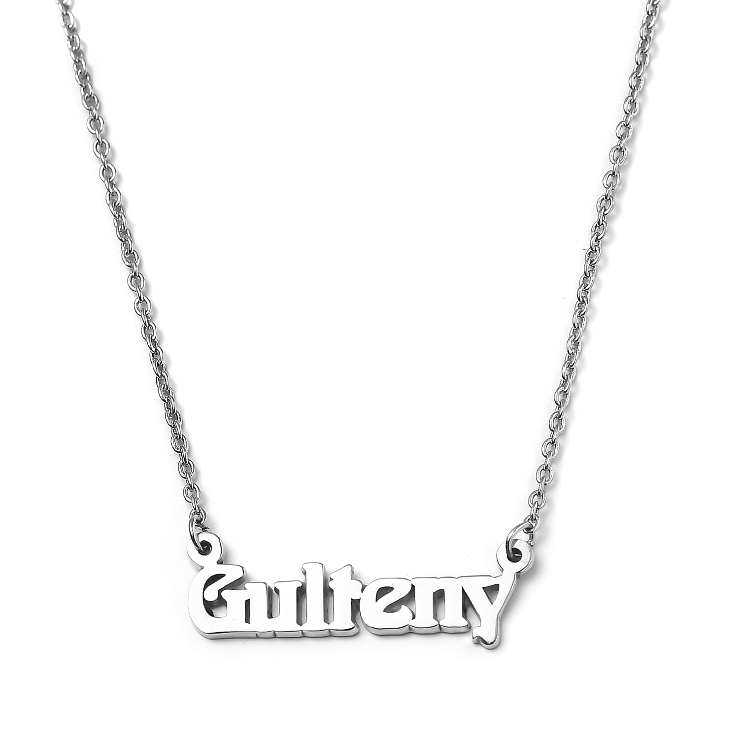 Personalised Name Necklace in Silver, Font Aidan NO, Size 18+2"