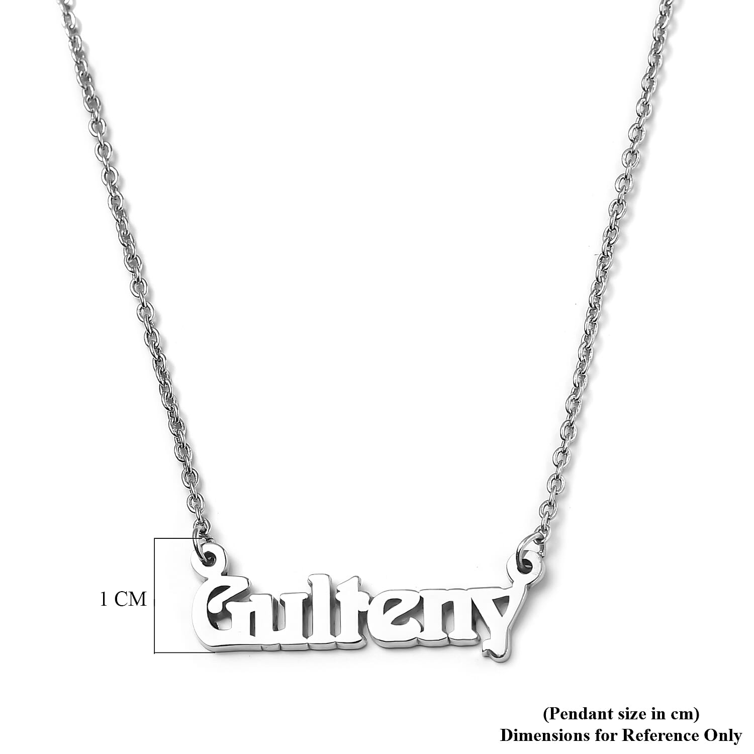 Personalised Name Necklace in Silver, Font Aidan NO, Size 18+2"