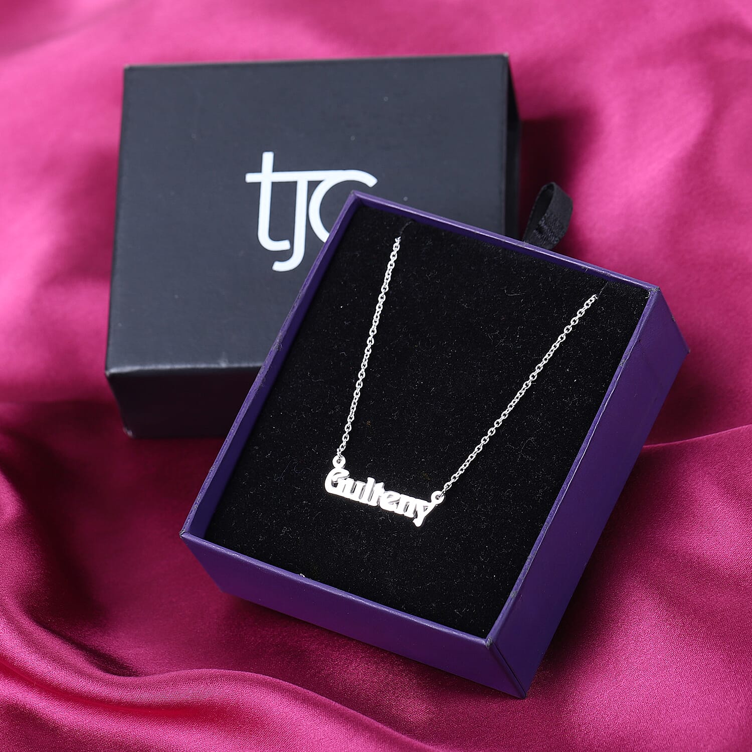 Personalised Name Necklace in Silver, Font Aidan NO, Size 18+2"