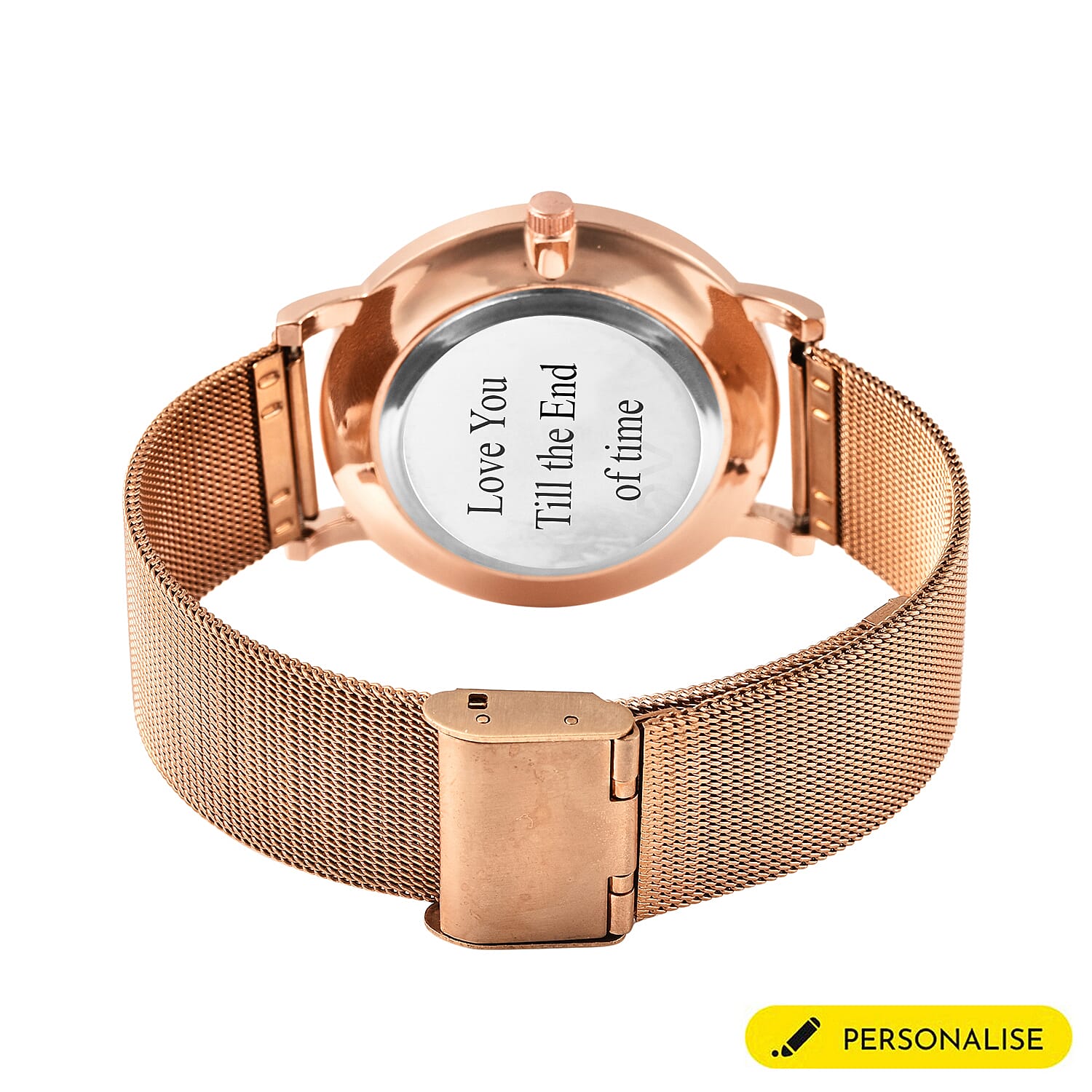 Personalised Engravable STRADA Japanese Movement Watch with Rose Tone and Rose mesh Strap