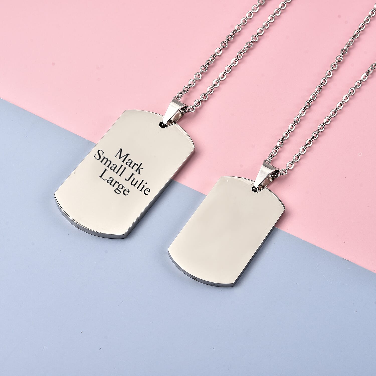 Personalised Engravable His and Her Dog tags in Stainless Steel