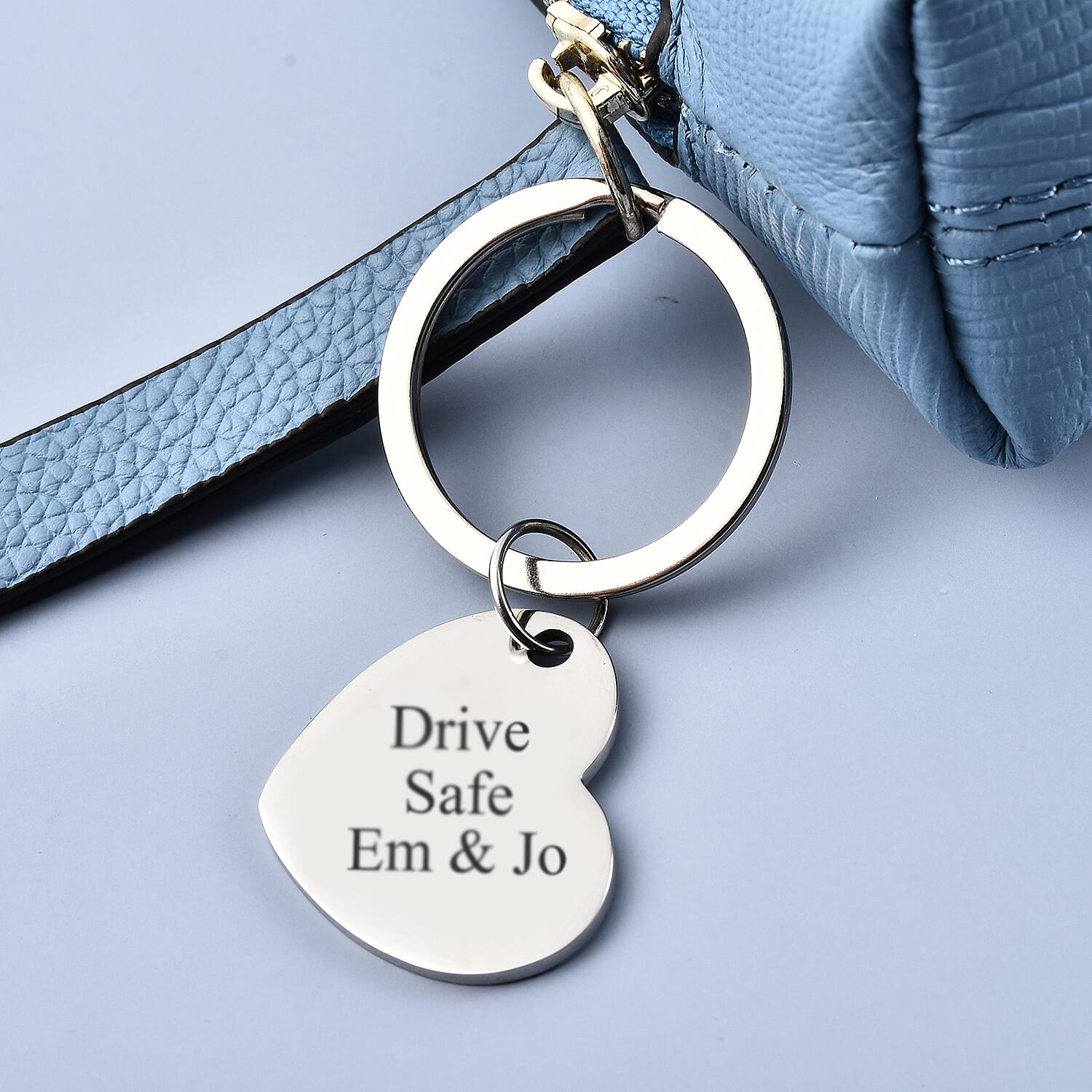 Personalised Engravable Heart disc Key ring in Stainless Steel