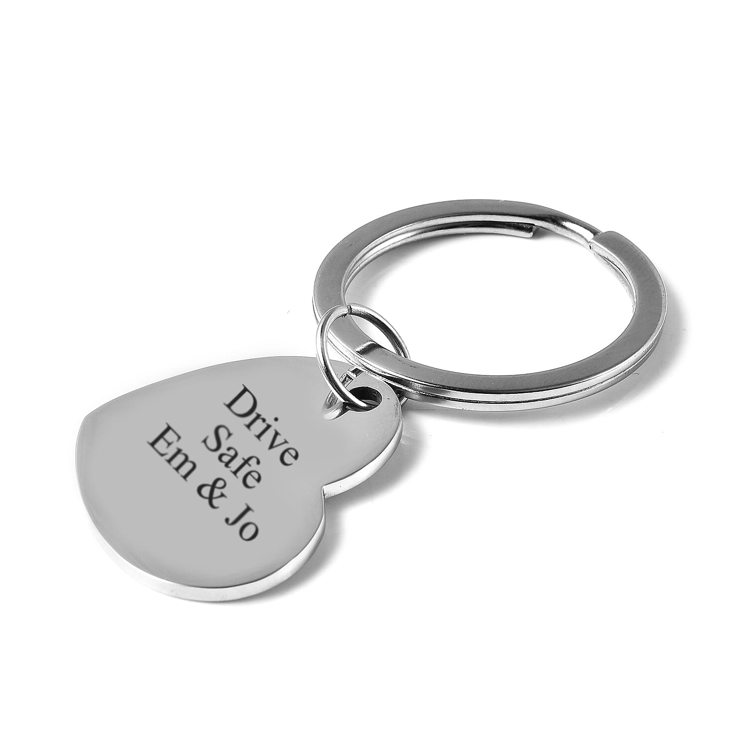 Personalised Engravable Heart disc Key ring in Stainless Steel