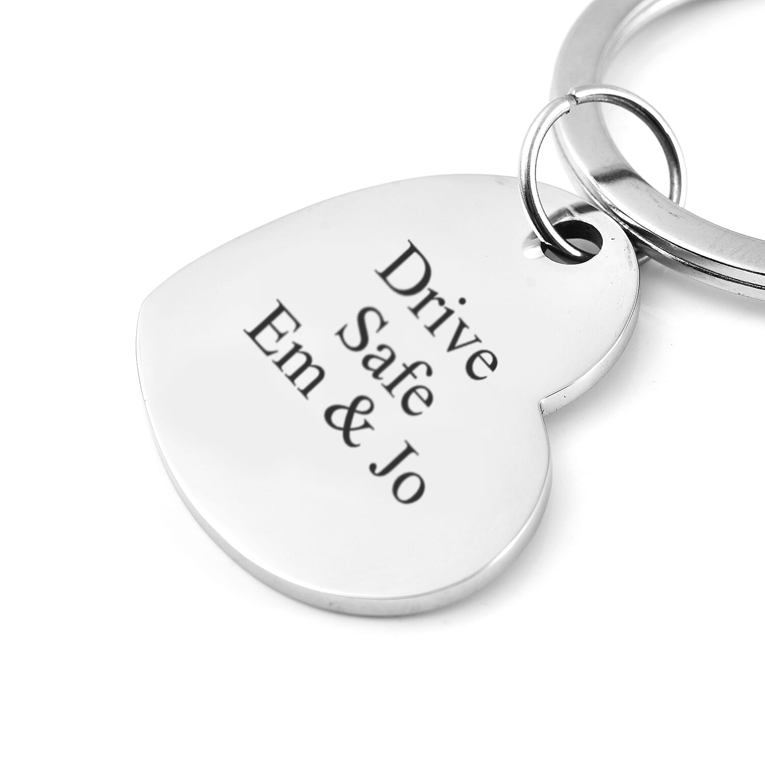 Personalised Engravable Heart disc Key ring in Stainless Steel