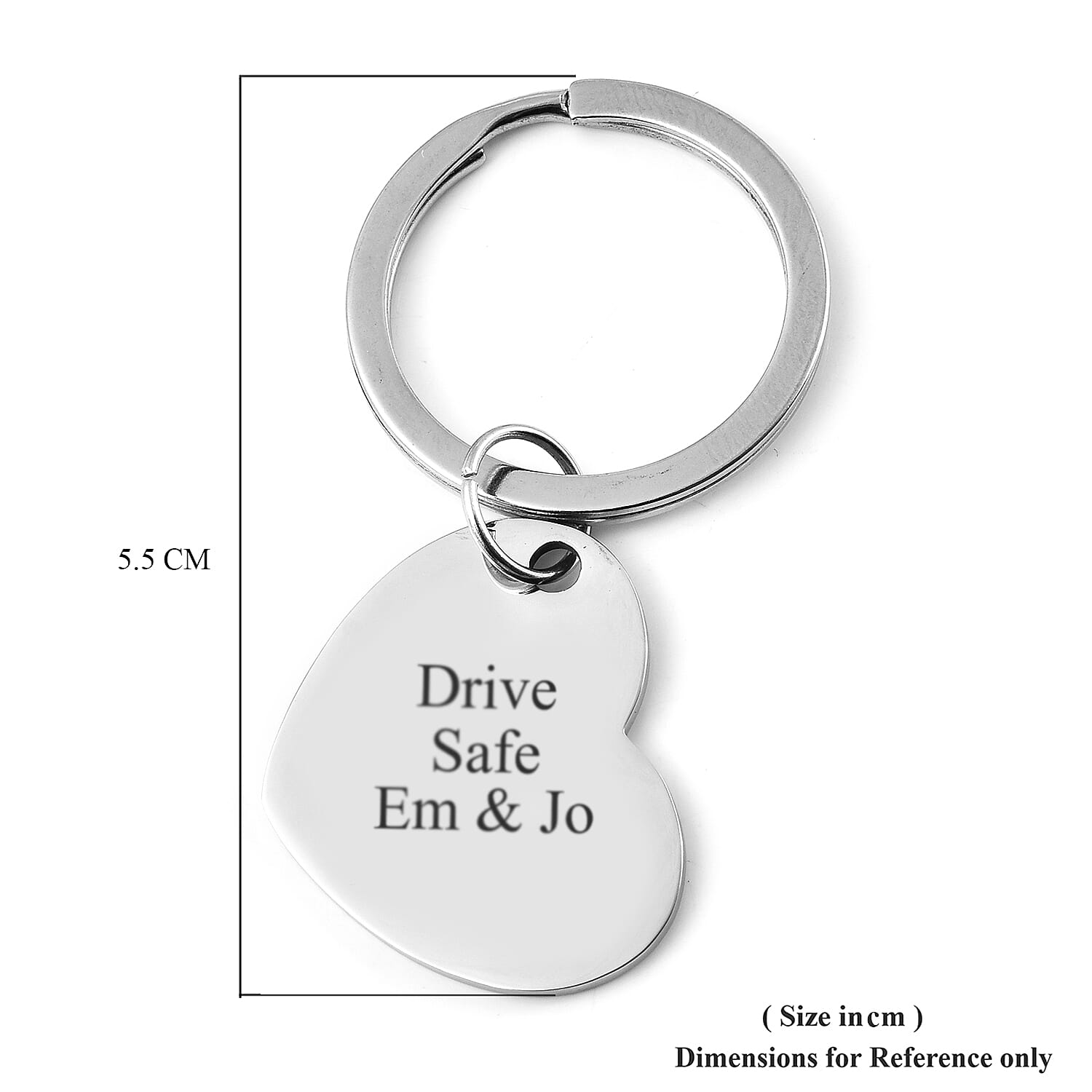 Personalised Engravable Heart disc Key ring in Stainless Steel