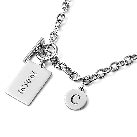 Personalised Engravable Dog tag and Disc in Stainless Steel, 22 Inches