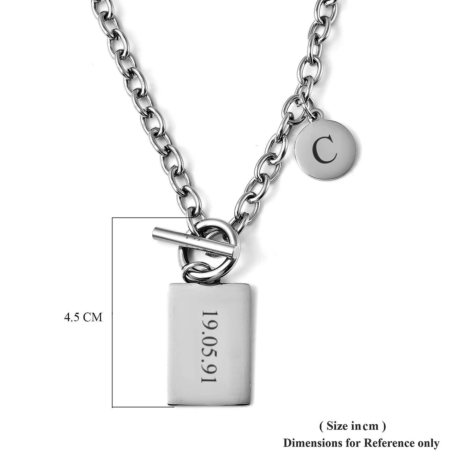 Personalised Engravable Dog tag and Disc in Stainless Steel, 22 Inches