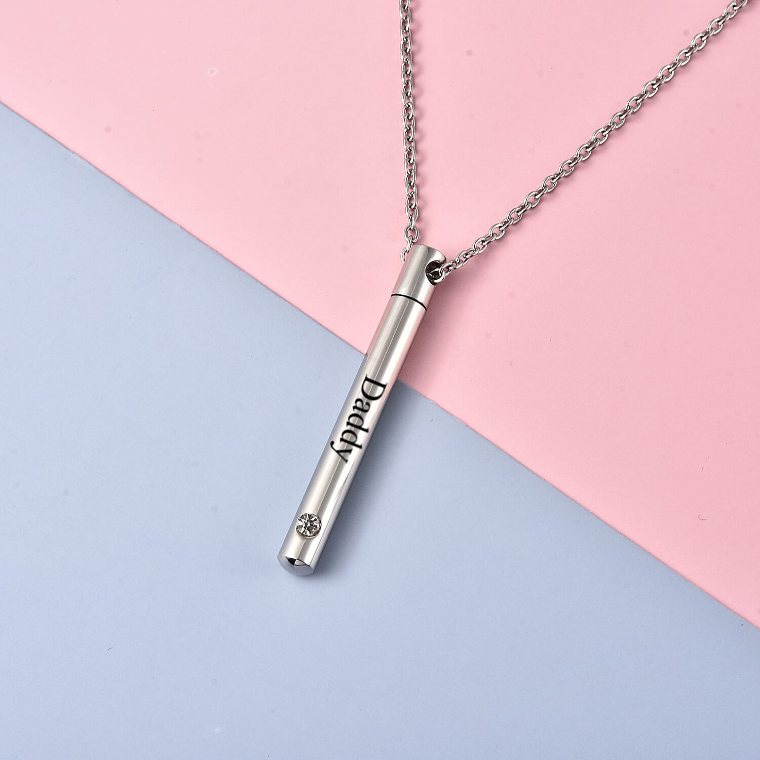 Personalised Engravable Bar with Crystal , in Stainless Steel, 21 inches