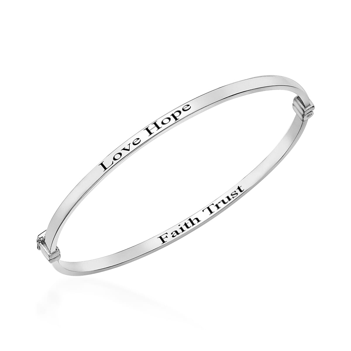 Personalised 9k White Gold 3MM Rectangular Tube Oval Bangle Size 7.5