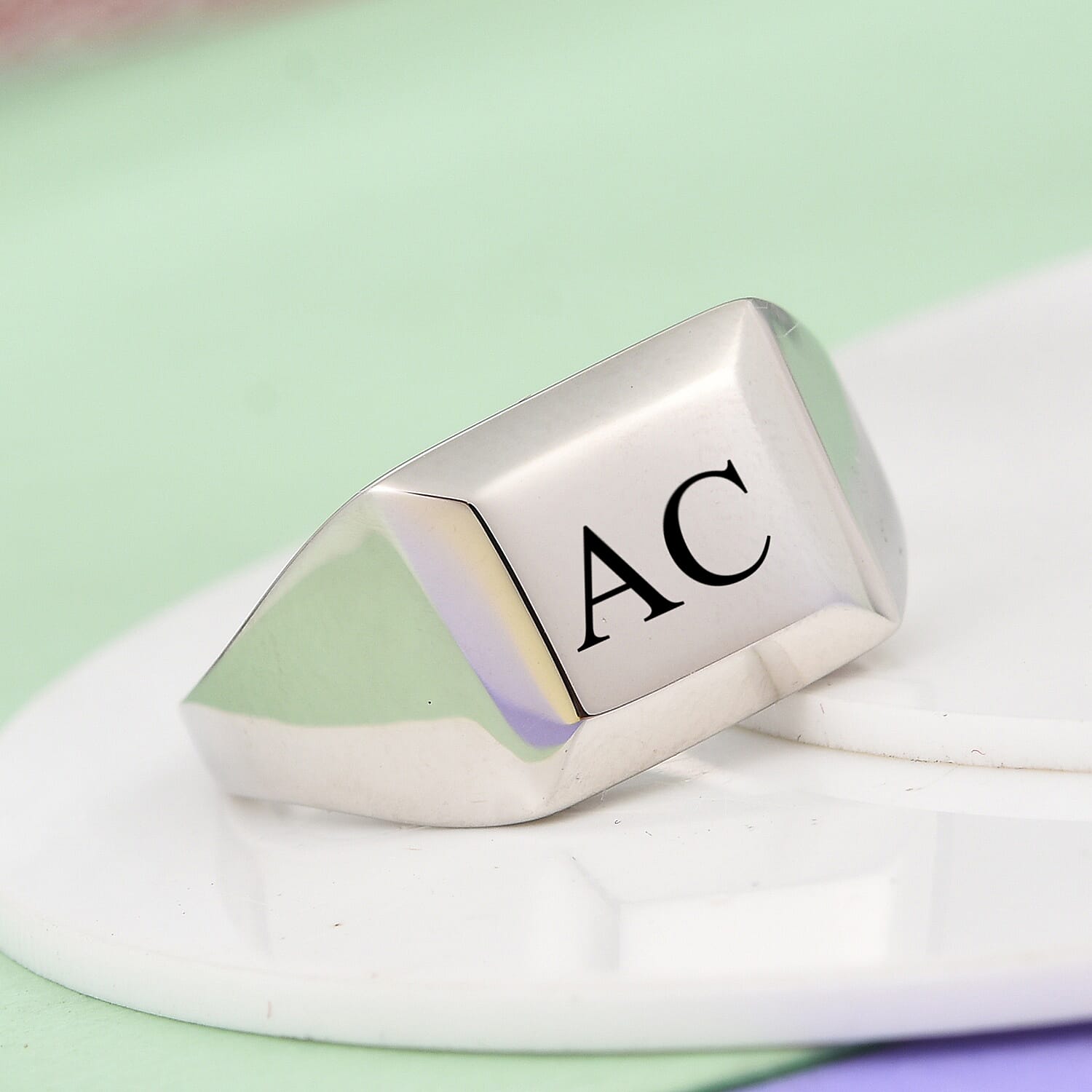 Personalised Engravable RHAPSODY 950 Platinum Signet Ring, Platinum wt. 9.40 Gms