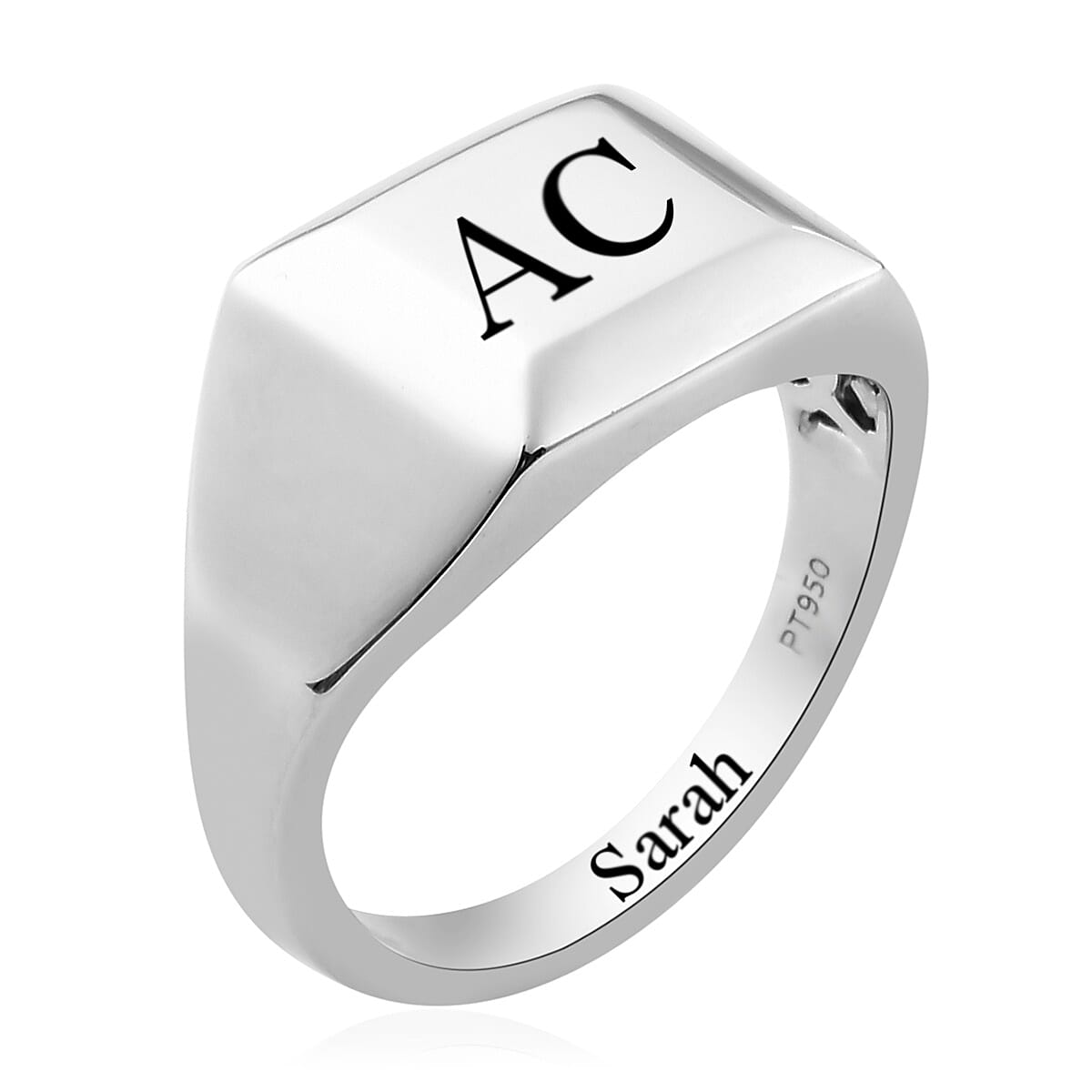 Personalised Engravable RHAPSODY 950 Platinum Signet Ring, Platinum wt. 9.40 Gms