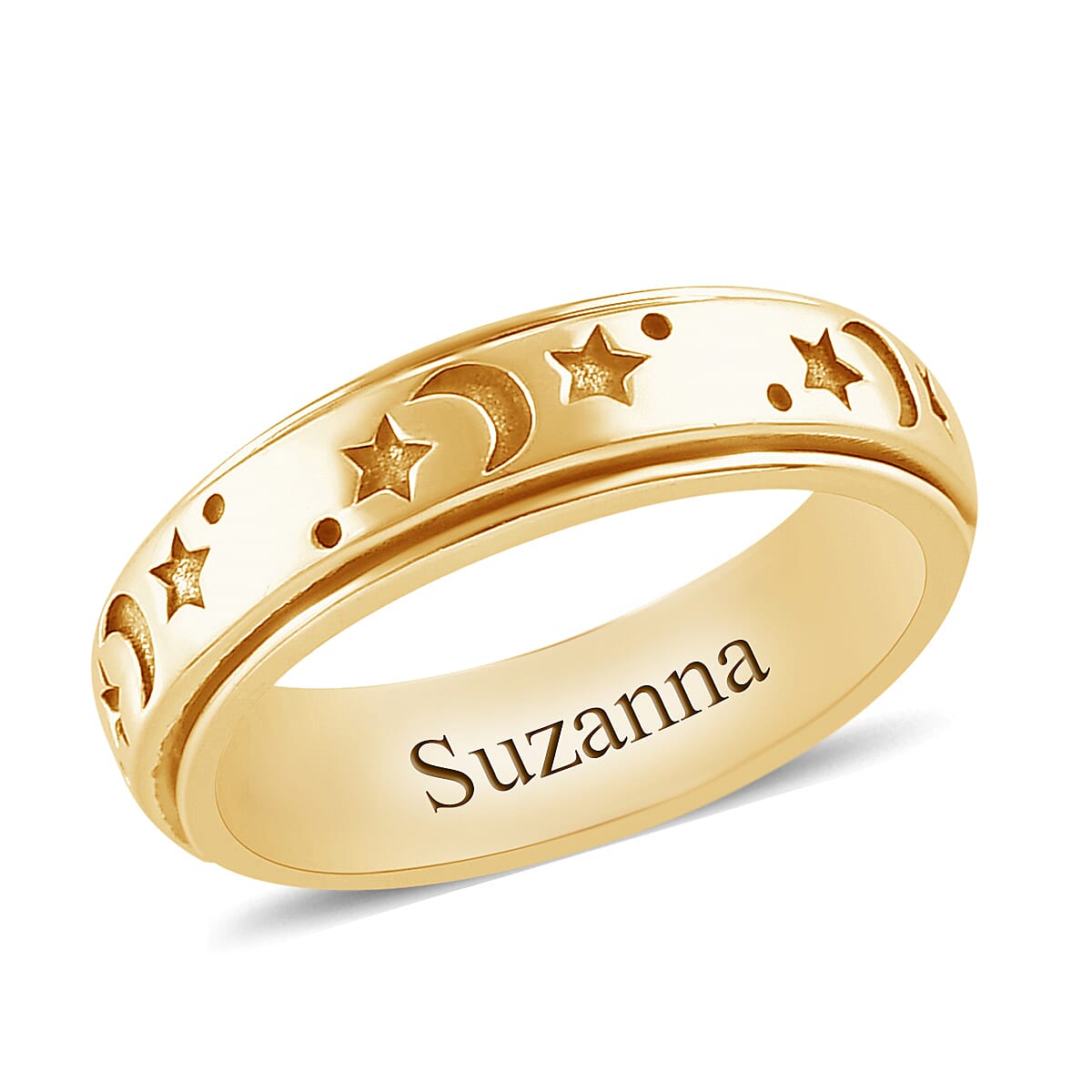 Personalised Engravable Artisan Crafted - Sun & Moon Spinner Sterling Silver Ring