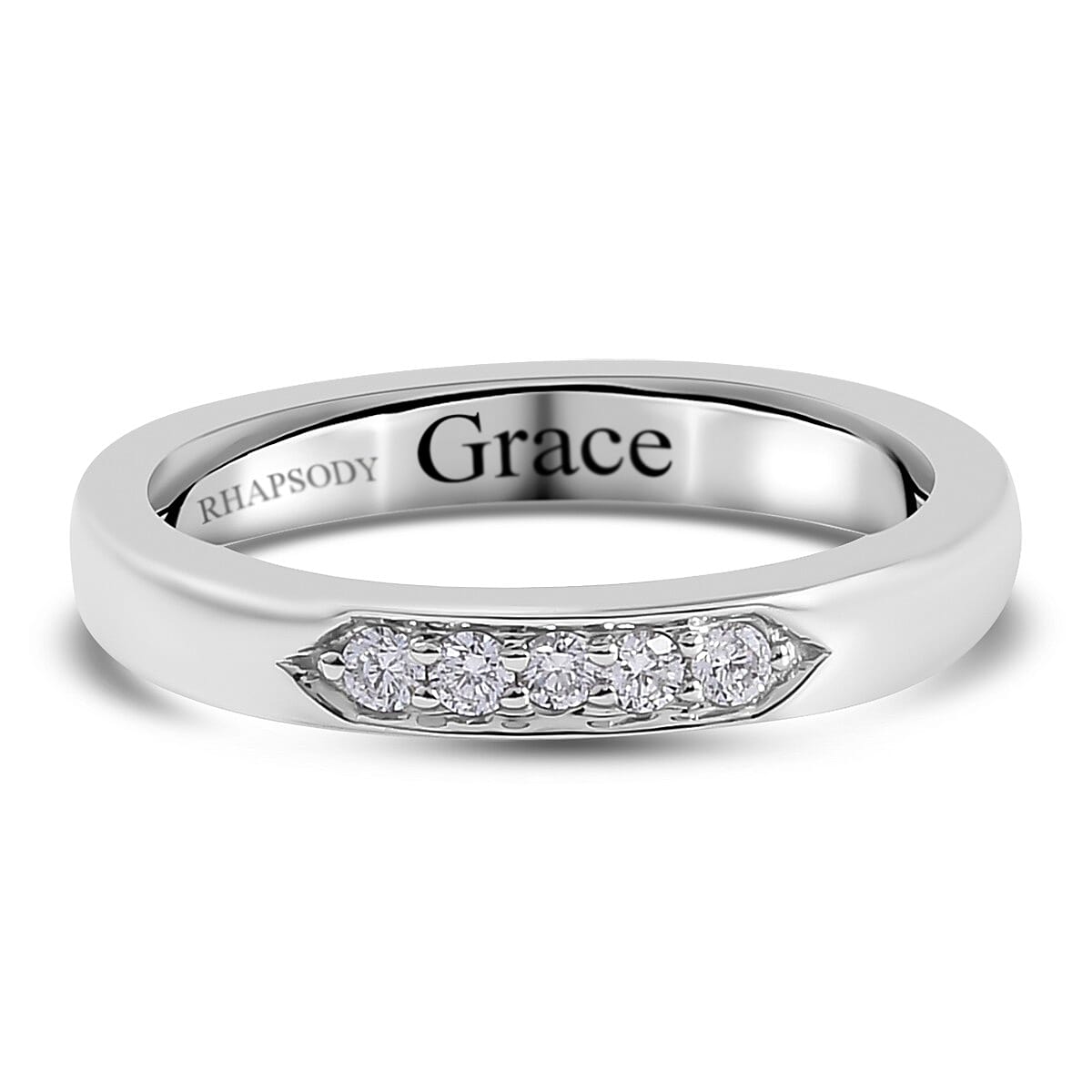 Personalised Engravable Rhapsody Diamond (0.10 Ct) 950 Platinum Ring  0.100  Ct.