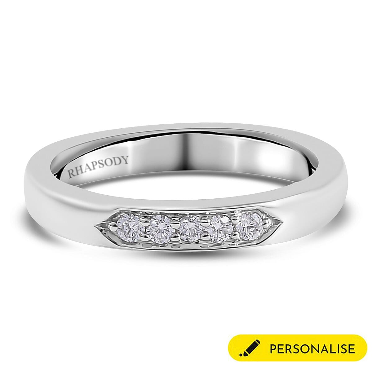 Personalised Engravable Rhapsody Diamond (0.10 Ct) 950 Platinum Ring  0.100  Ct.