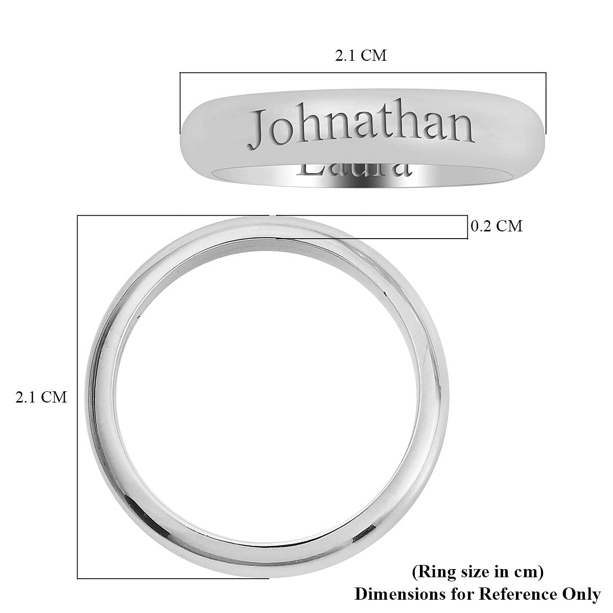 Personalised Engravable 9K White Gold  in Rhodium Overlay Band Ring, Gold Wt. 2.5 Gms