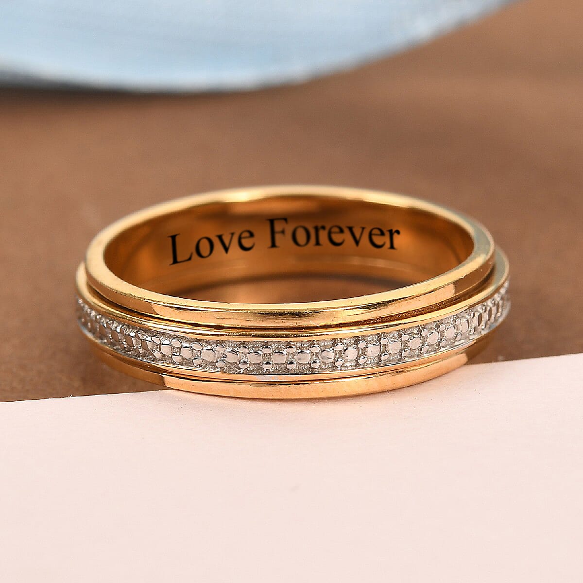 Personalised Engravable Diamond Band Ring in 14K Gold Overlay Sterling Silver