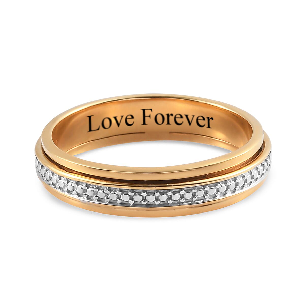 Personalised Engravable Diamond Band Ring in 14K Gold Overlay Sterling Silver