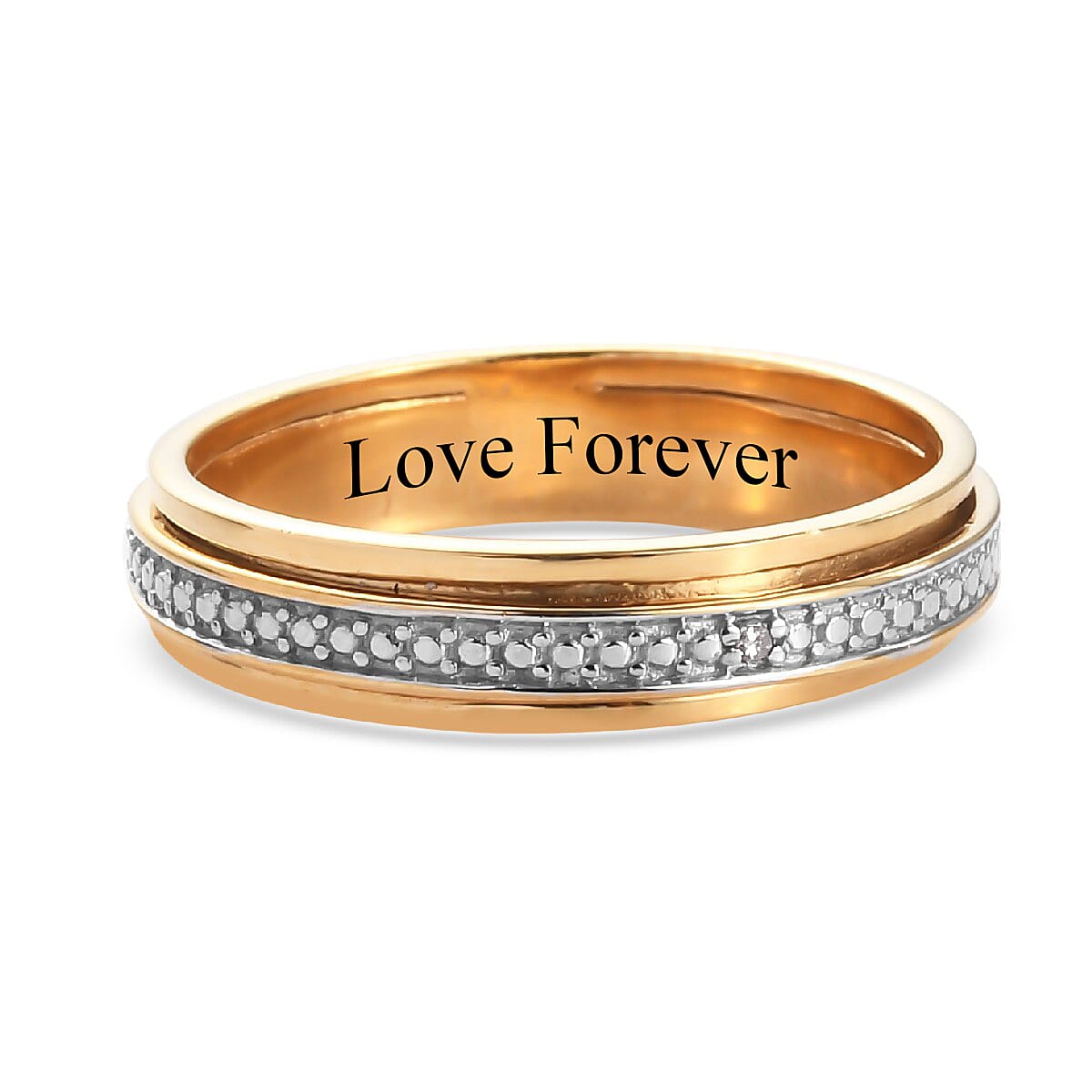 Personalised Engravable Diamond Band Ring in 14K Gold Overlay Sterling Silver