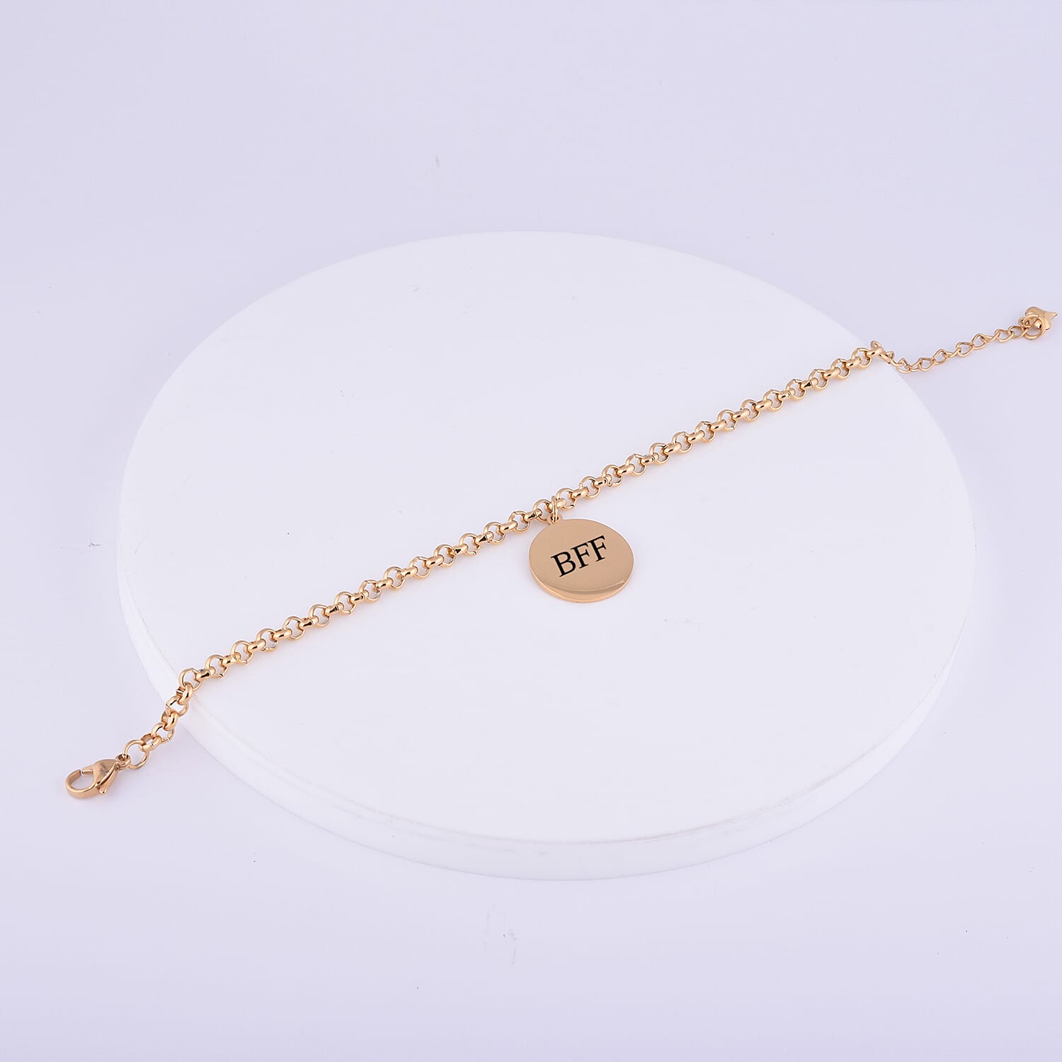 Personalised Engravable Disc Charm Bracelet in Stainless Steel 8.5"