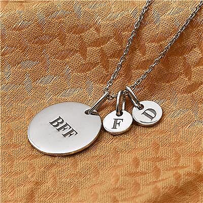 Personalised Engravable 3 Disc Charm Necklace in Silver